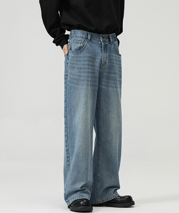 Japanese Brand × Jean Light blue loose wide-leg washed baggy jeans for men Size US 32 / EU 48 - 6 Thumbnail