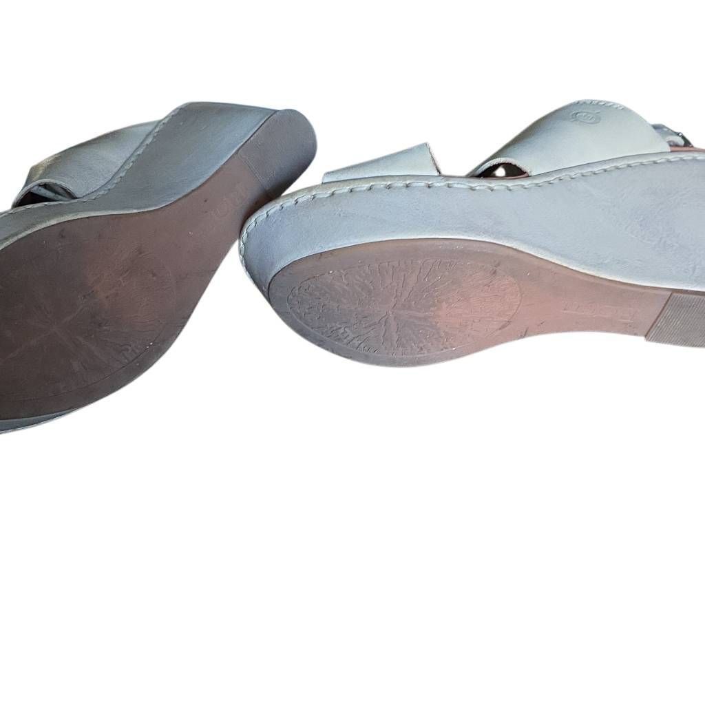 Born Born Women's Size 7 Gray Leather Platform Wedge Sandals Size US 7 / IT 37 - 3 Thumbnail
