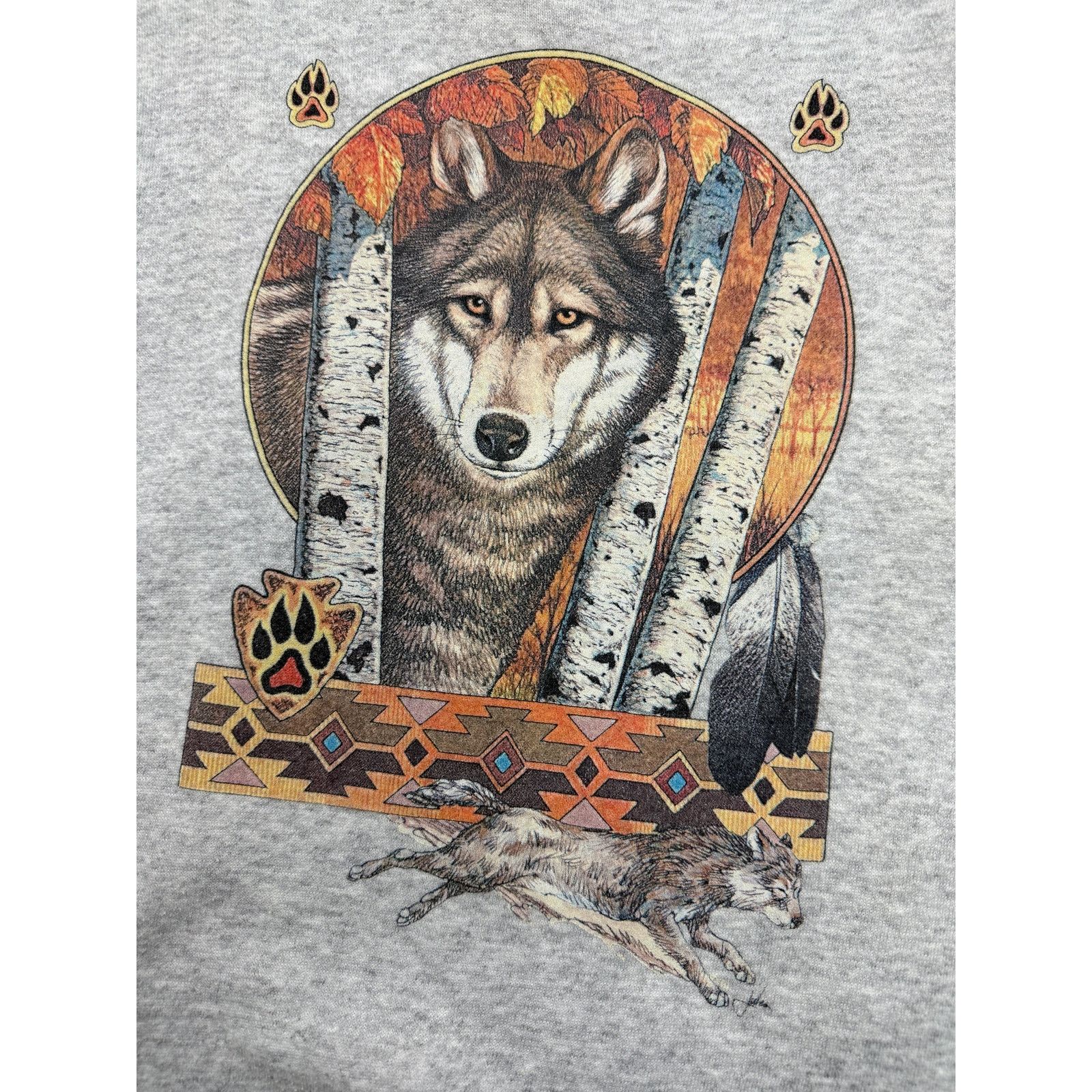Vintage Vintage 90s Wolf Aztec Nature Wolves Sweatshirt Size L Size US L / EU 52-54 / 3 - 4 Thumbnail
