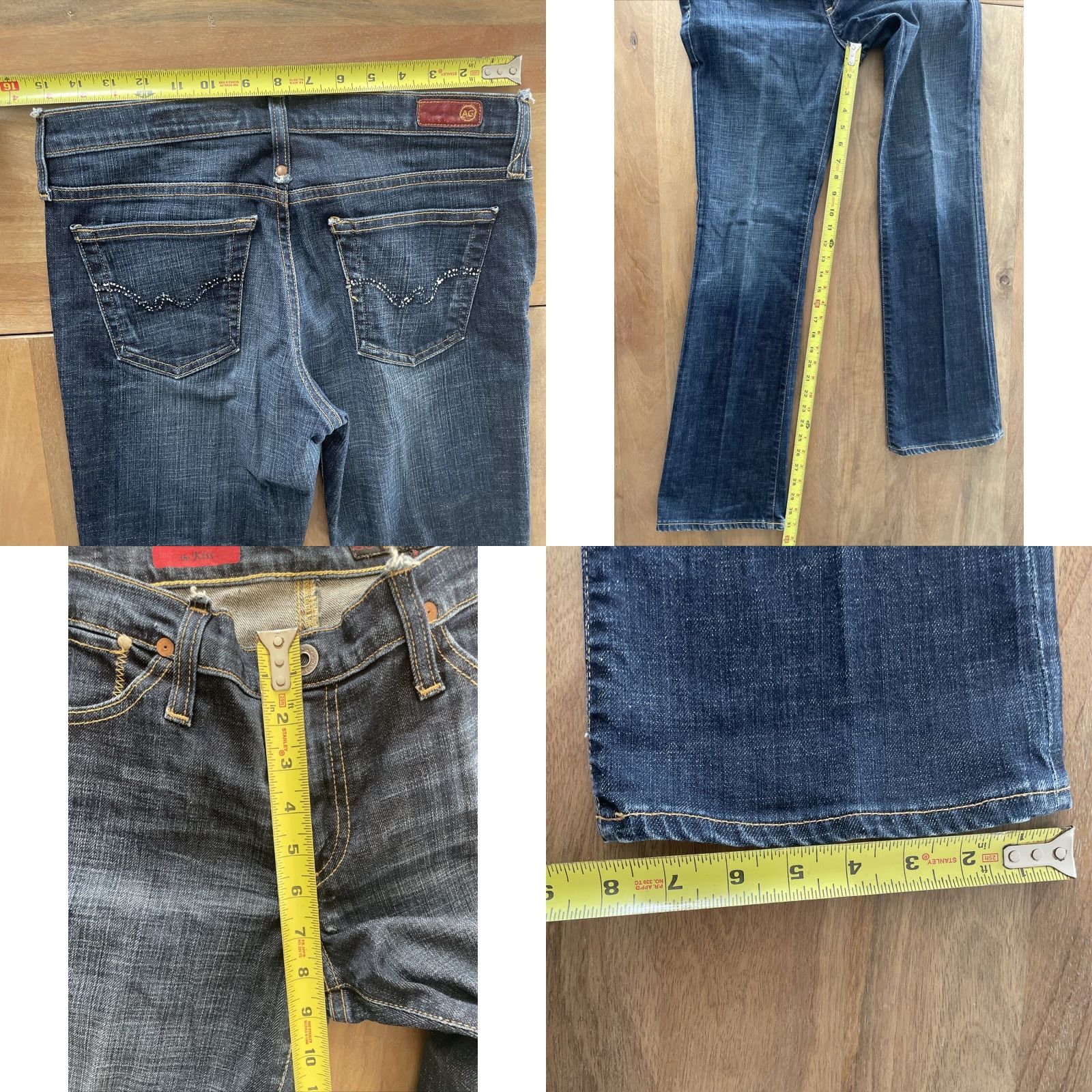 Vintage Vintage AG Adriano Goldschmied Kiss Slim Bootcut Jeans Womens 30x31 Low Rise Y2K Blue 5-Pocket Distressing Baggy? No, Slimming Fit Womens Jeans Size 30" / US 8 / IT 44 - 8 Thumbnail