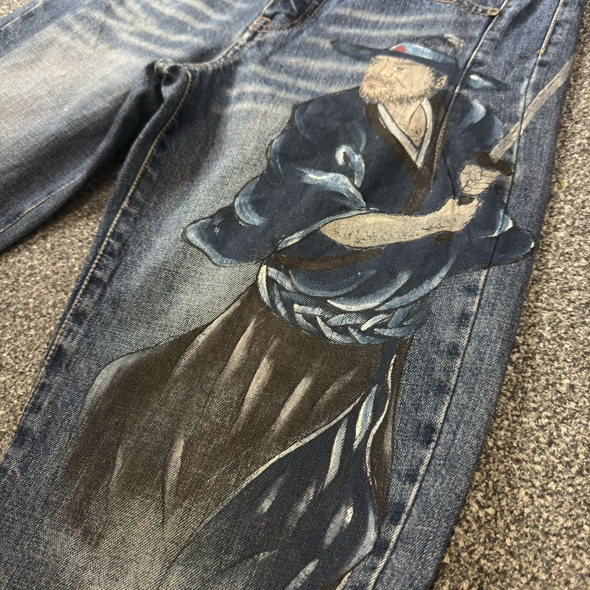 Japanese Brand 🔥🇯🇵 Vintage y2k Hand Printed Ronin Bj Jeans Karakuri Size US 30 / EU 46 - 4 Thumbnail