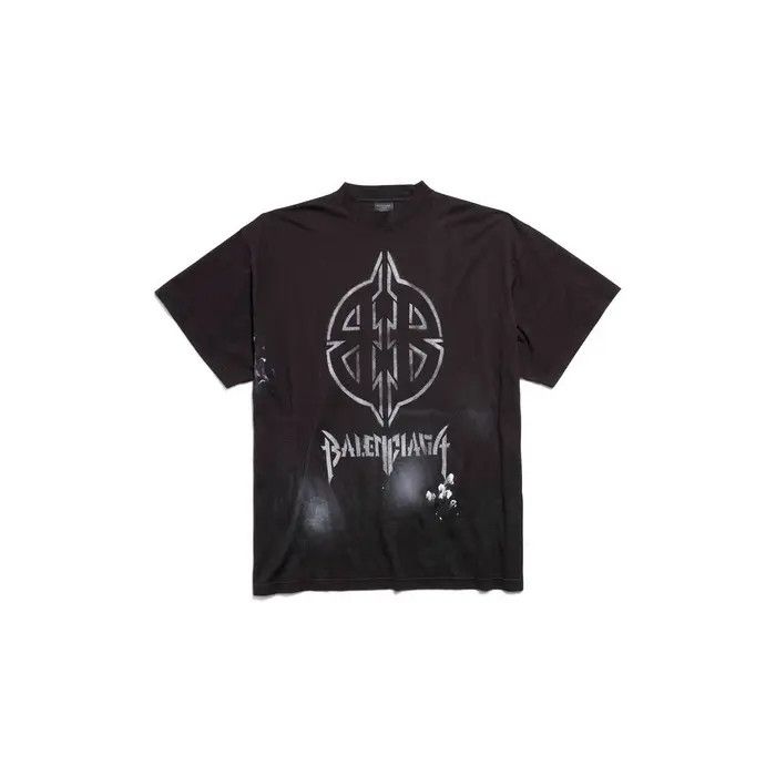 Balenciaga o1w1db10126 Metal BB Stencil T-Shirt Small Fit in Black Size US XXS / EU 40 - 1 Thumbnail