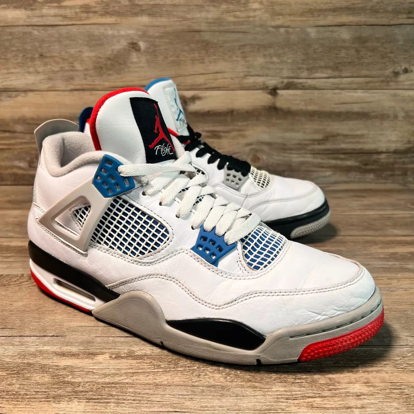 Nike Air Jordan 4 White Red Blue Mismatched 45 95 Size US 12 / EU 45 - 2 Thumbnail