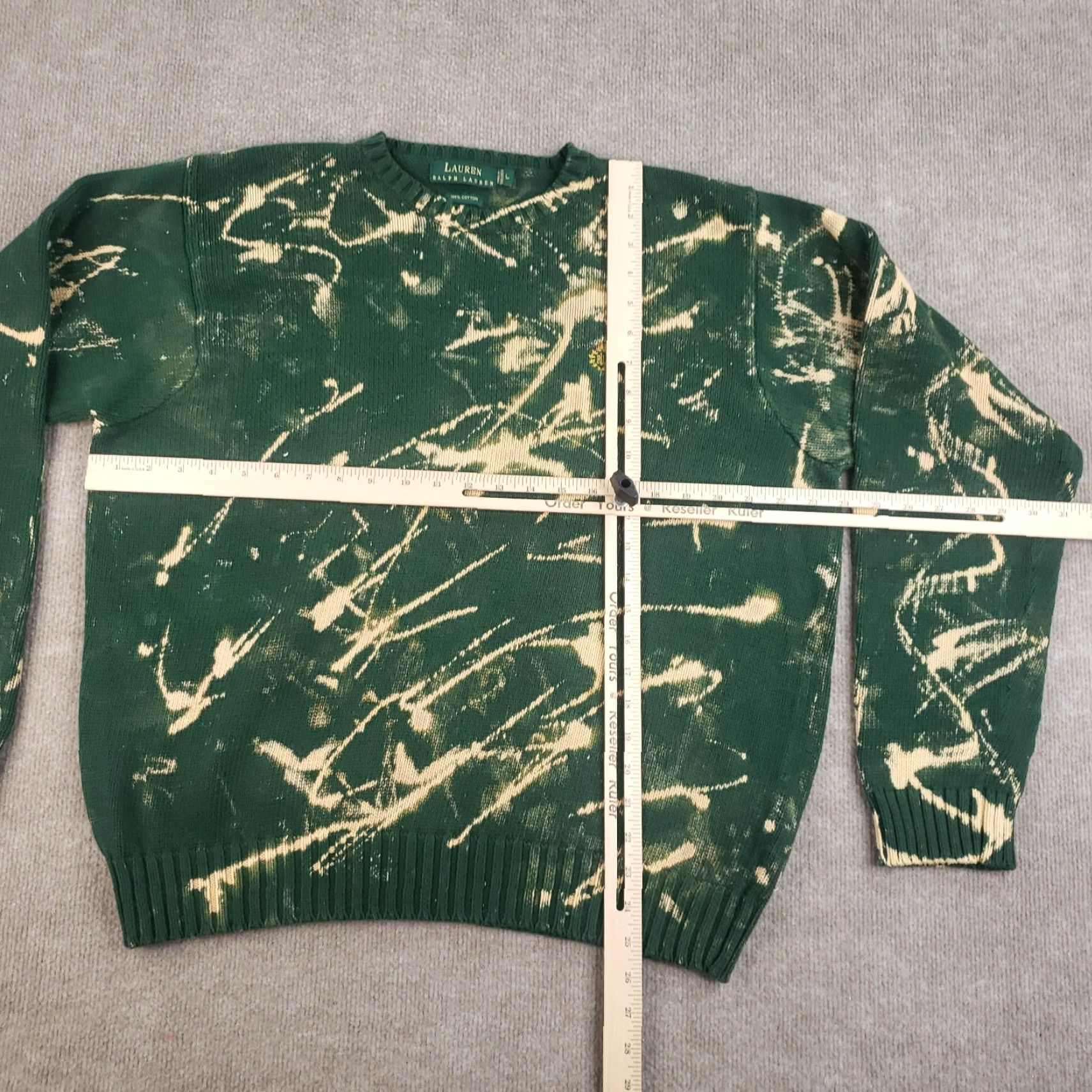 Ralph Lauren Lauren Ralph Lauren Sweater Mens Large Green Crew Neck Long Sleeve Pony Bleached Size US L / EU 52-54 / 3 - 2 Thumbnail