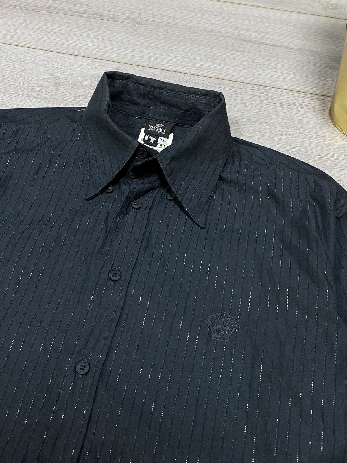 Versace Jeans Couture Versace jeans couture medusa shiny stripped shirt buttons Size US XL / EU 56 / 4 - 2 Thumbnail
