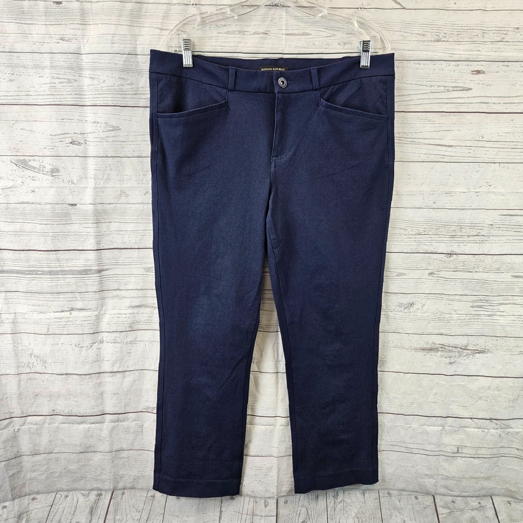 Banana Republic Banana Republic Womens Cropped Pants Sz 10 Blue Mid Rise Cotton Blend Size 32" / US 10 / IT 46 - 2 Thumbnail