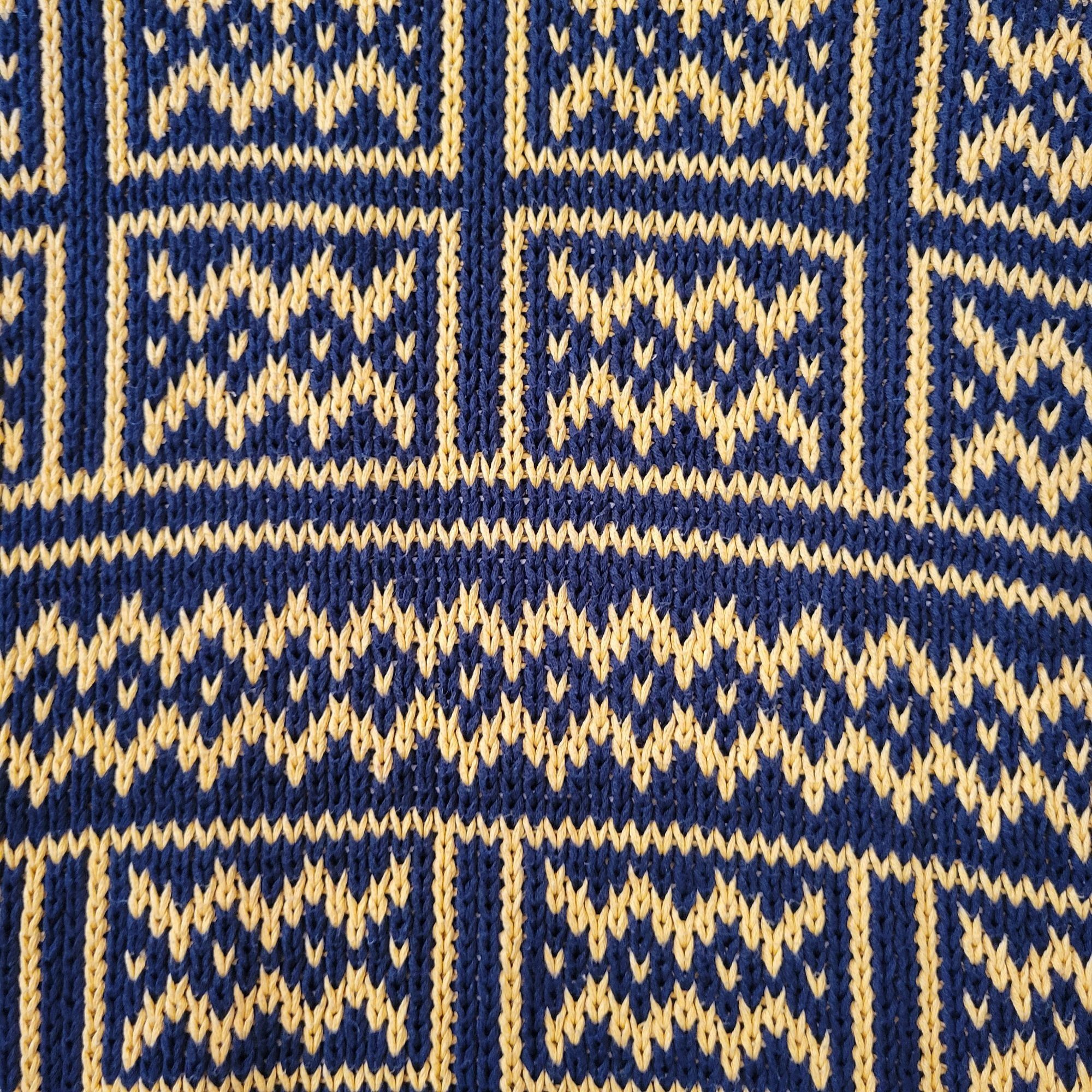 Esprit Vintage Esprit Sport Yellow Navy Blue Geometric Knit Cotton Size US M / EU 48-50 / 2 - 5 Thumbnail