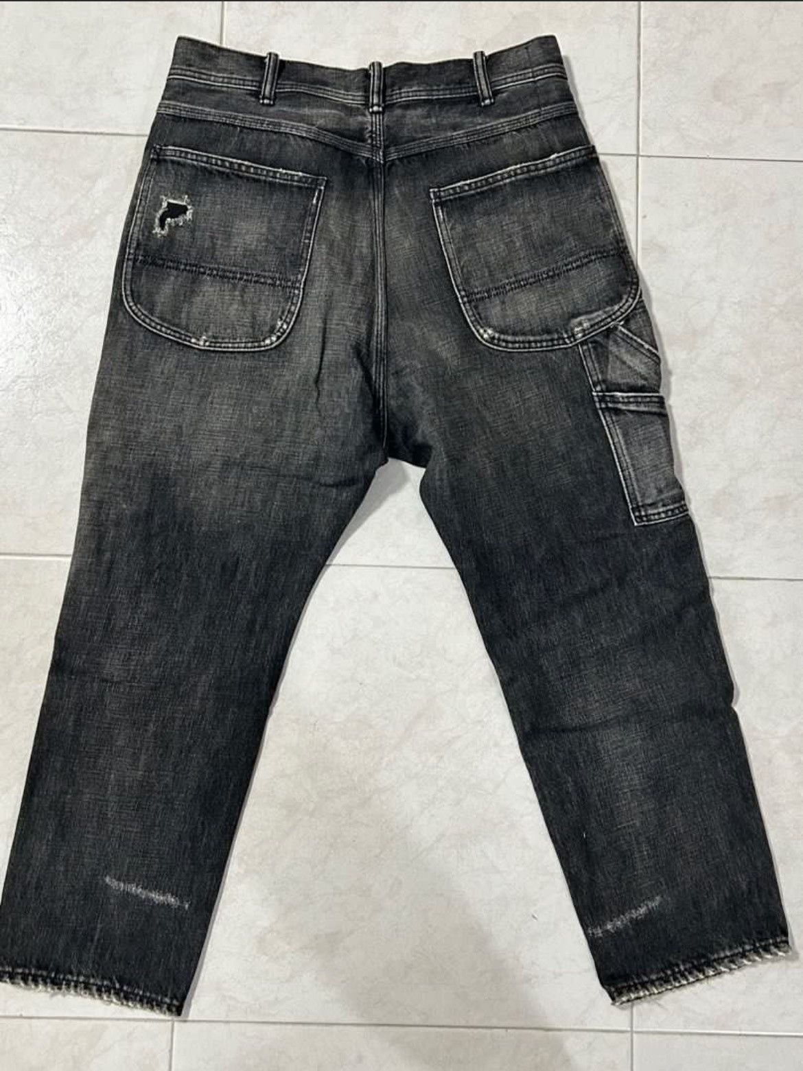 United Arrows United Arrows & Sons Sashiko Black Wash Cropped Jeans Size US 31 - 2 Thumbnail