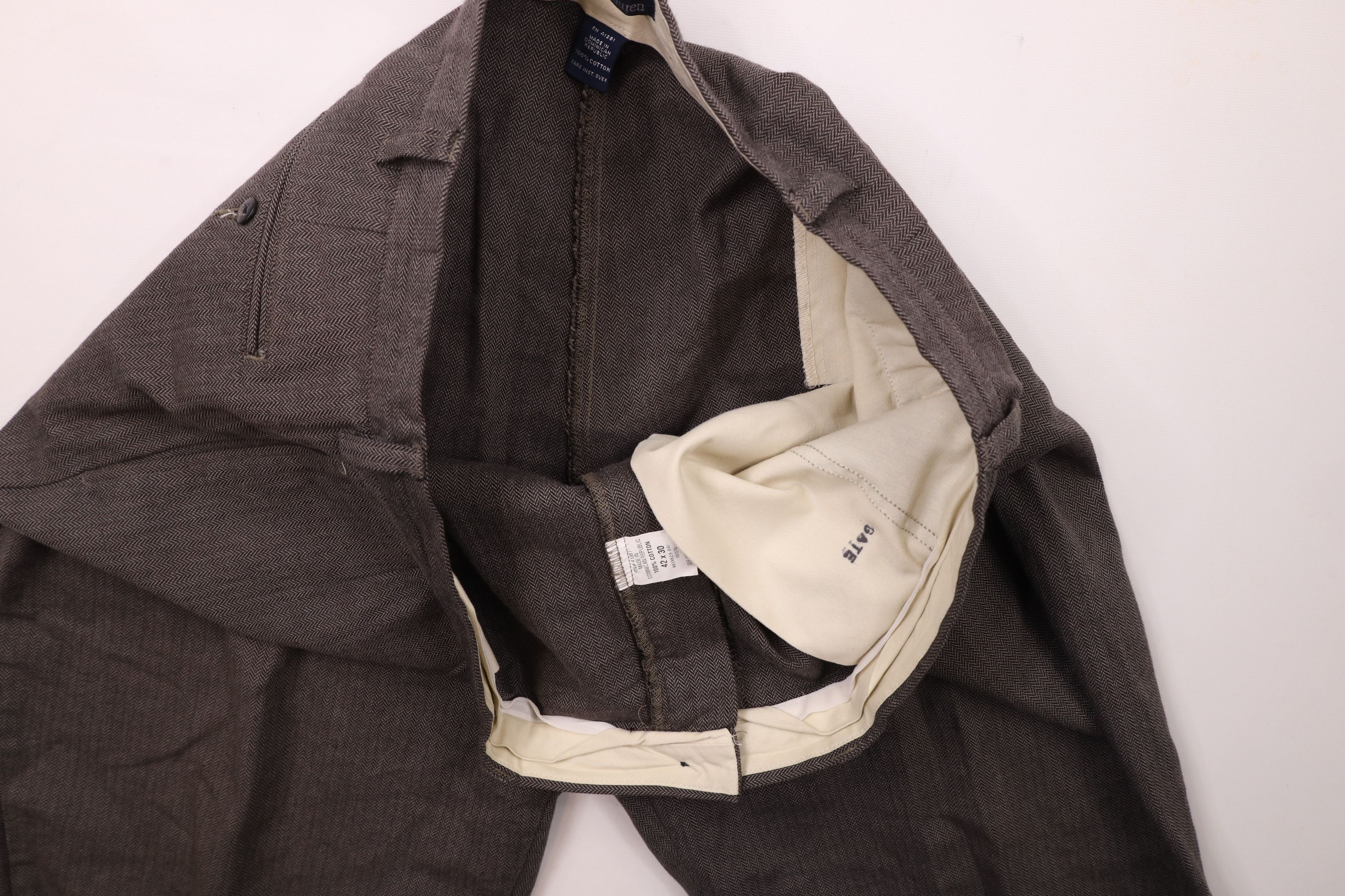 Ralph Lauren × Vintage Vintage 90s Ralph Lauren Wide Leg Herringbone Chino Pants Size US 42 / EU 58 - 8 Thumbnail