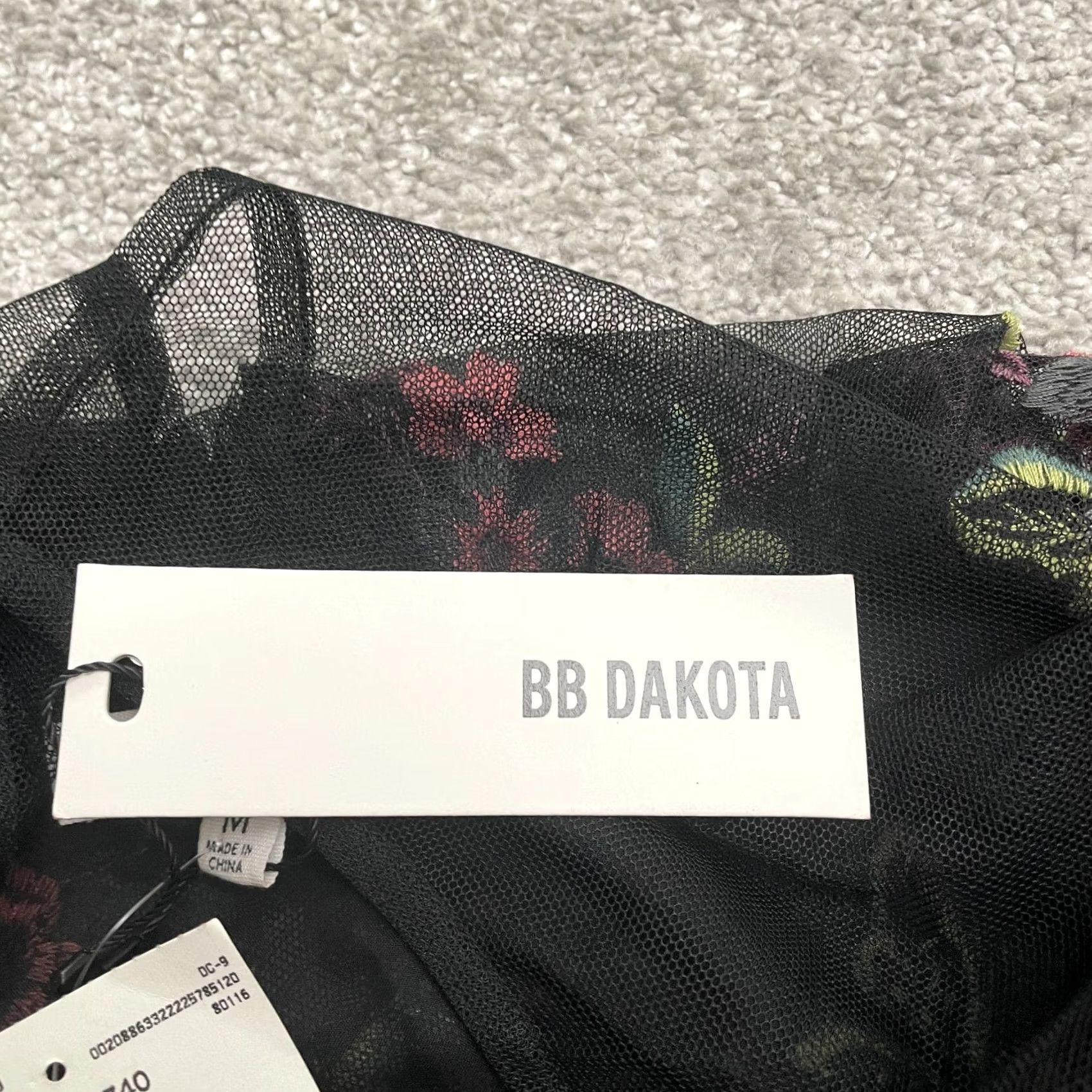 BB Dakota BB Dakota Womens Medium Black Sheer Embroidered Floral Ruffles Top Casual NWT Size M / US 6-8 / IT 42-44 - 6 Thumbnail