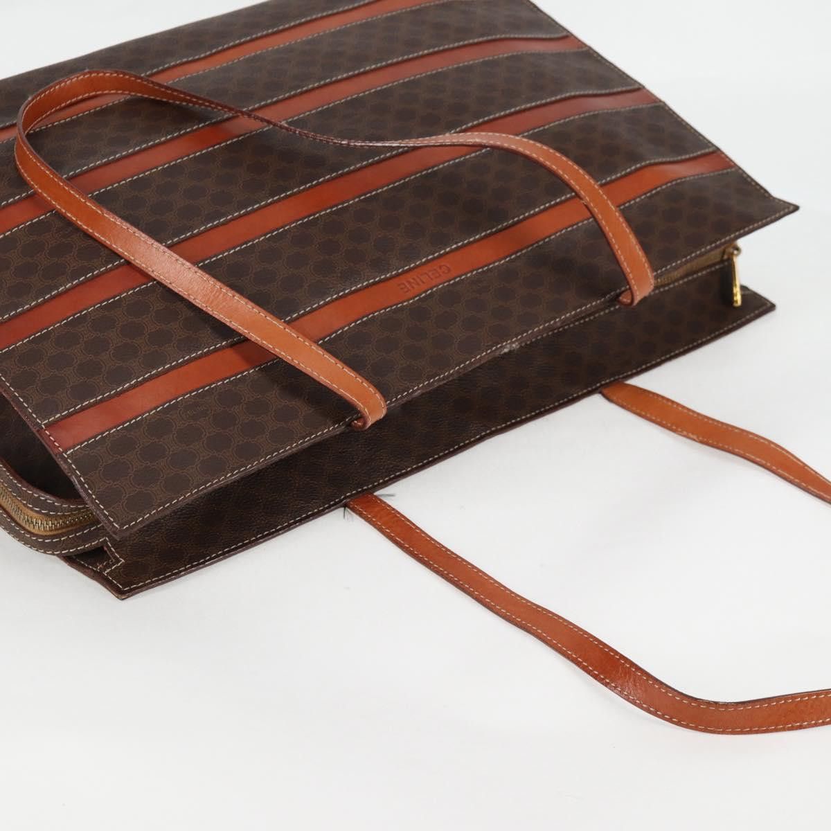 Celine CELINE Macadam Canvas Tote Bag Pvc Leather Brown Gold Size ONE SIZE - 7 Thumbnail