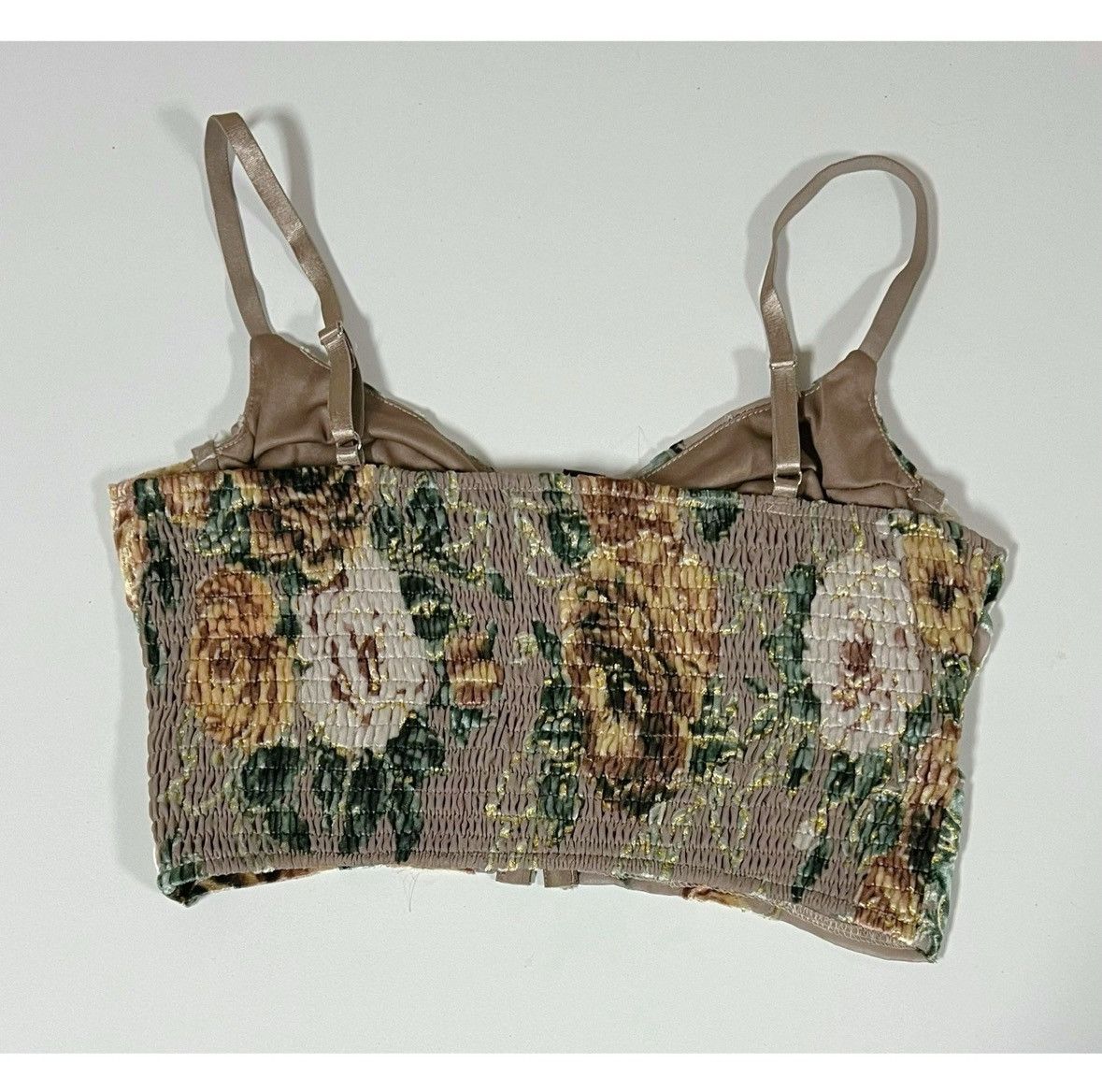 Free People Windsor Beige Velvet Floral Corset Bustier Top Blouse Size S Size S / US 4 / IT 40 - 4 Thumbnail