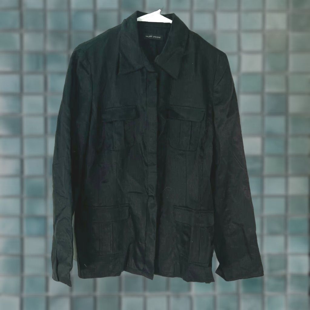 VINTAGE Valerie Stevens Women's Linen Jacket Casual Long Sleeve