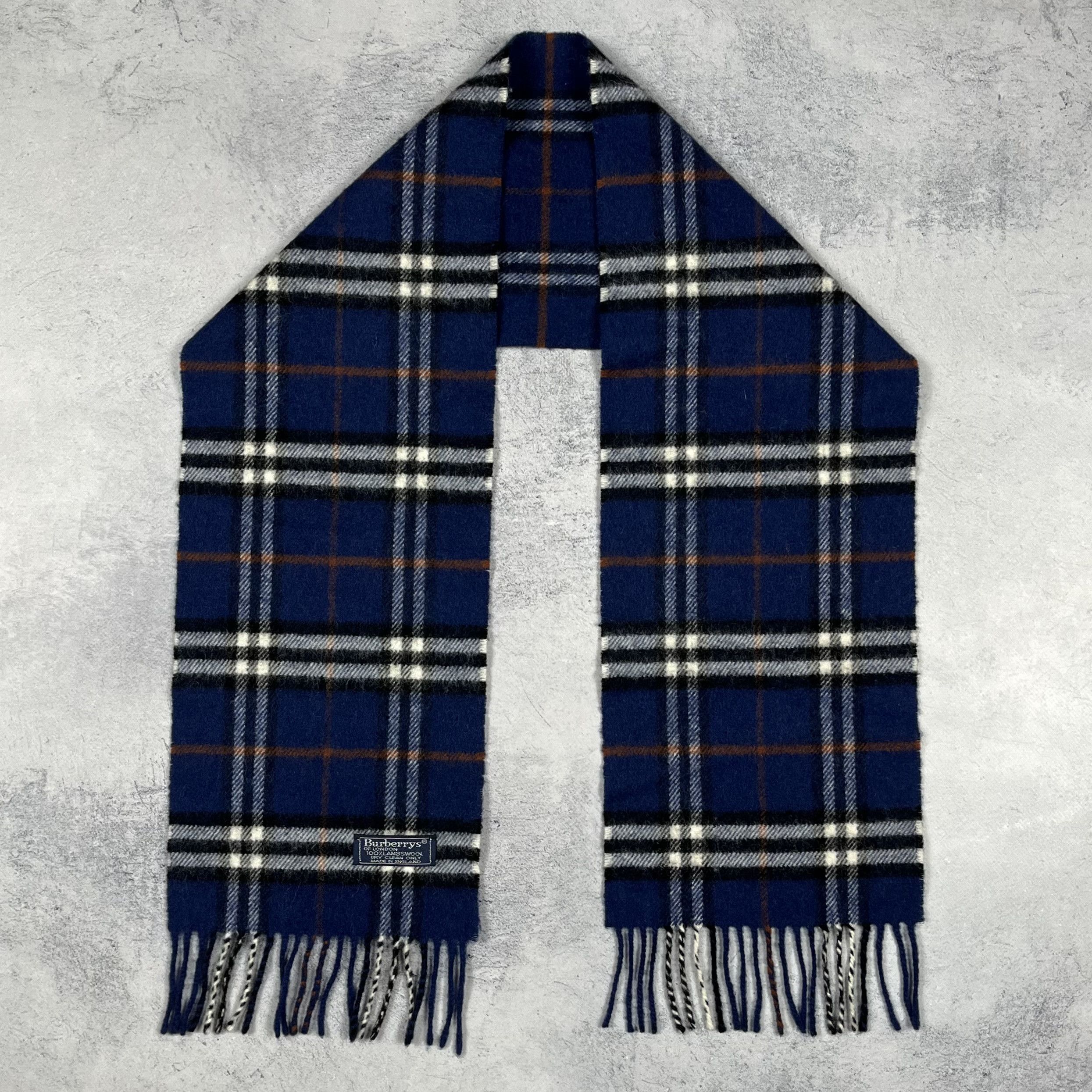 Burberry Vintage Burberrys Nova Check Blue Wool Scarf 90’s Size ONE SIZE - 9 Thumbnail