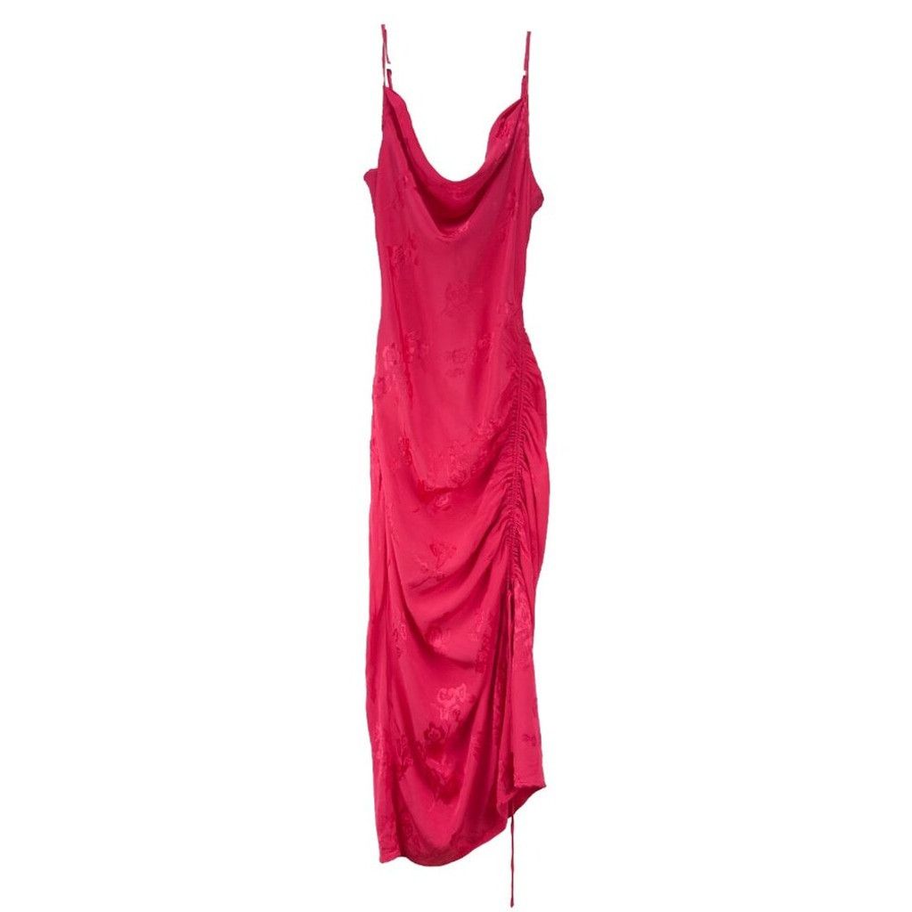 Lovers and Friends LOVERS AND FRIENDS Lia Satin Floral Pink Midi Dress sz S Size XS / US 0-2 / IT 36-38 - 3 Thumbnail