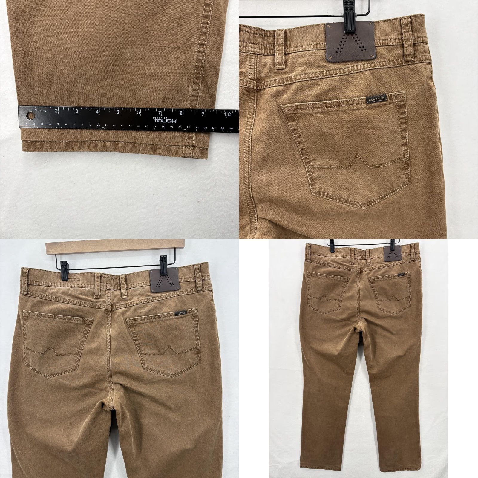Vintage Alberto Tommy Pants Mens 38x34 Brown Comfort Fit Broken Twill Stretch 5-Pocket Size US 38 / EU 54 - 9 Thumbnail