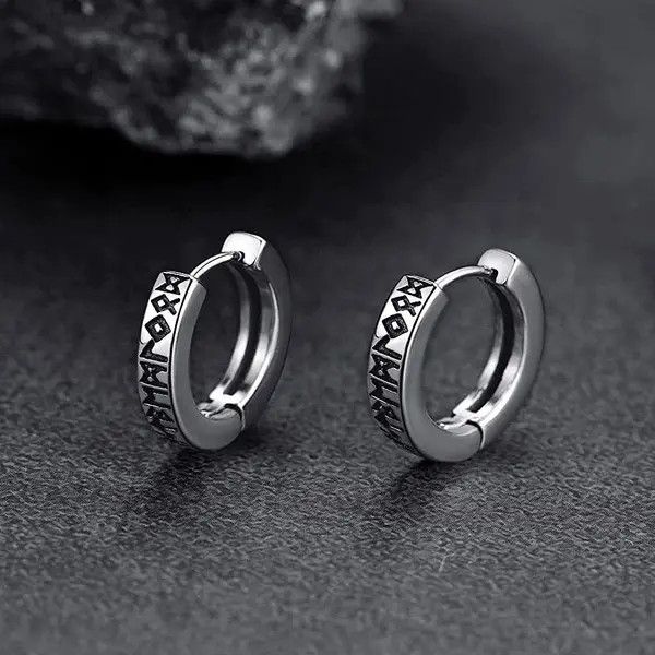 Designer × Jewelry Norwegian Viking Rune Hoop Earrings Size ONE SIZE - 1 Thumbnail