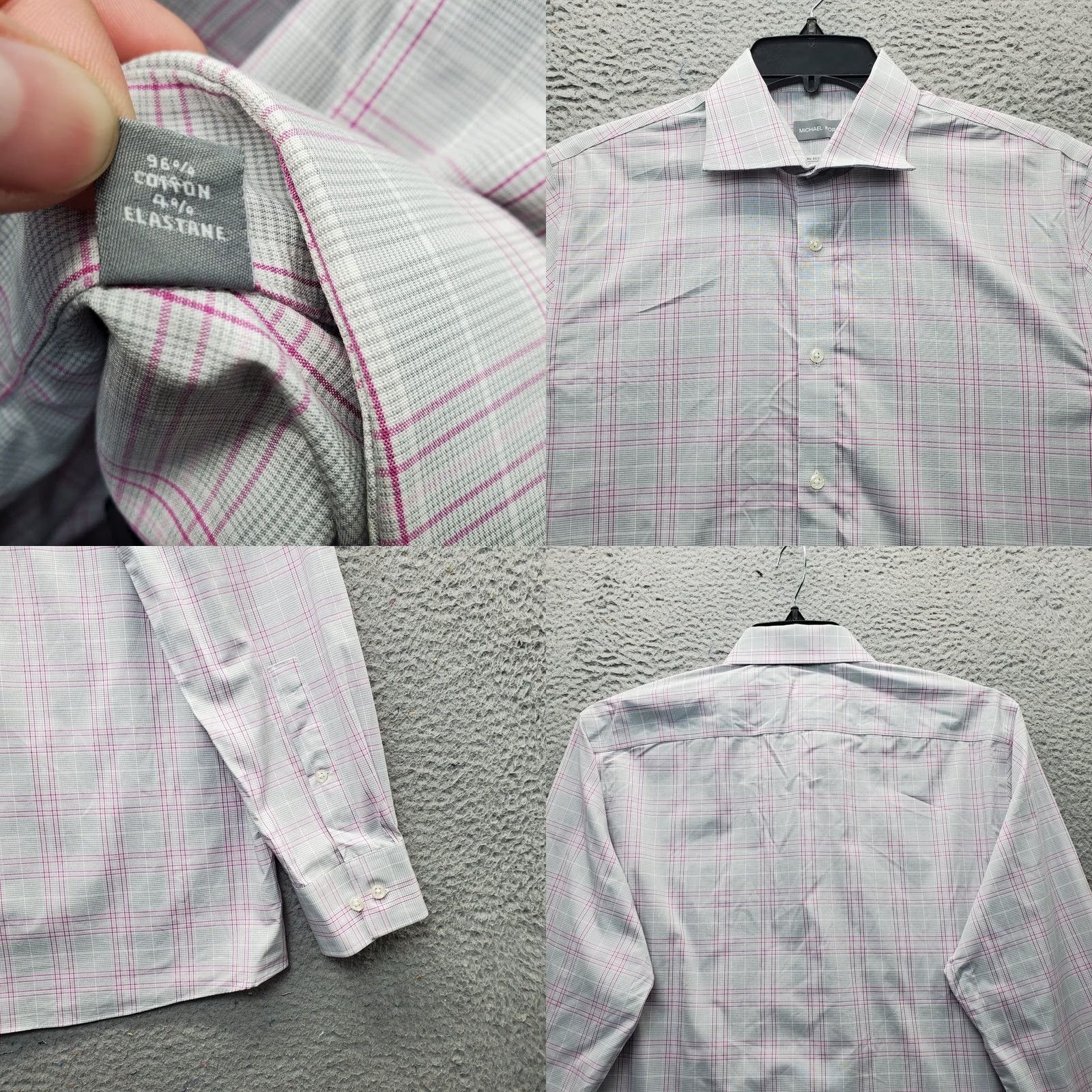 Michael Kors Michael Kors Dress Shirt Mens L Multi Plaid Regular Fit Airsoft Stretch Button Up Size 42R - 8 Thumbnail