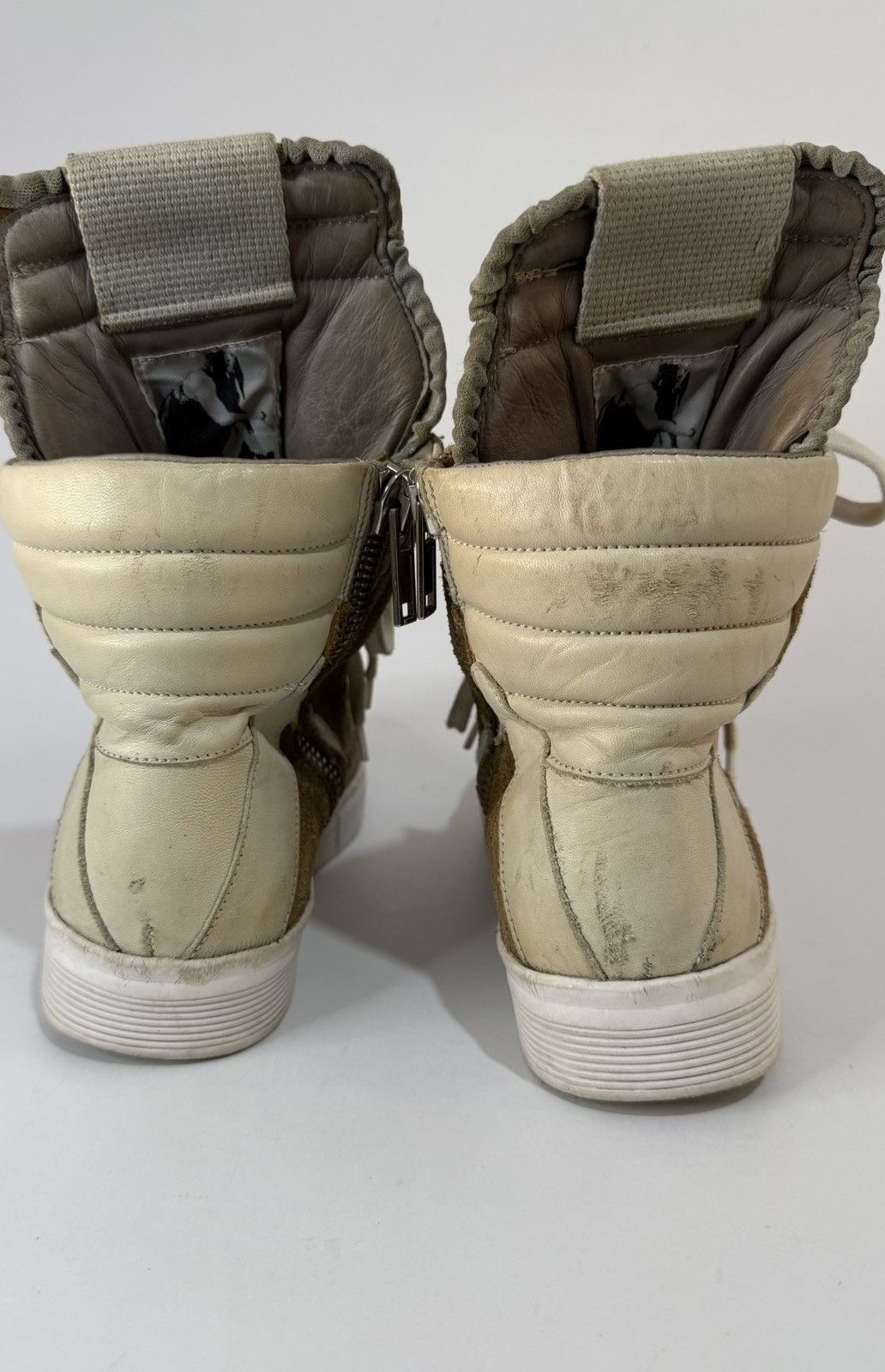 Rick Owens Rick Owens Women's Suede Geobasket Sneakers in Brown/Milk Size US 7 / IT 37 - 4 Thumbnail