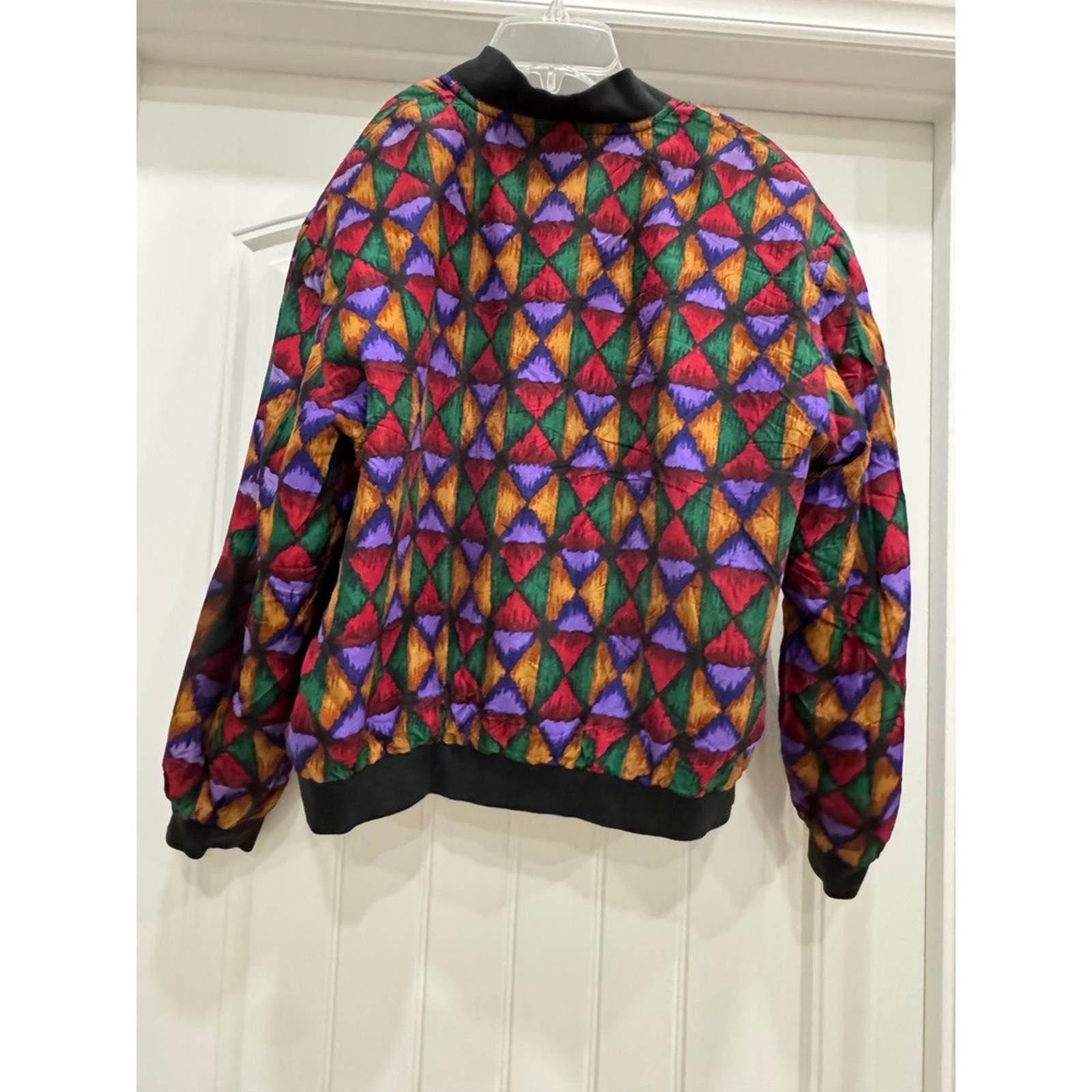 Other August Silk Vintage PS Geometric Print Silk Bomber Jacket Size S / US 4 / IT 40 - 4 Thumbnail