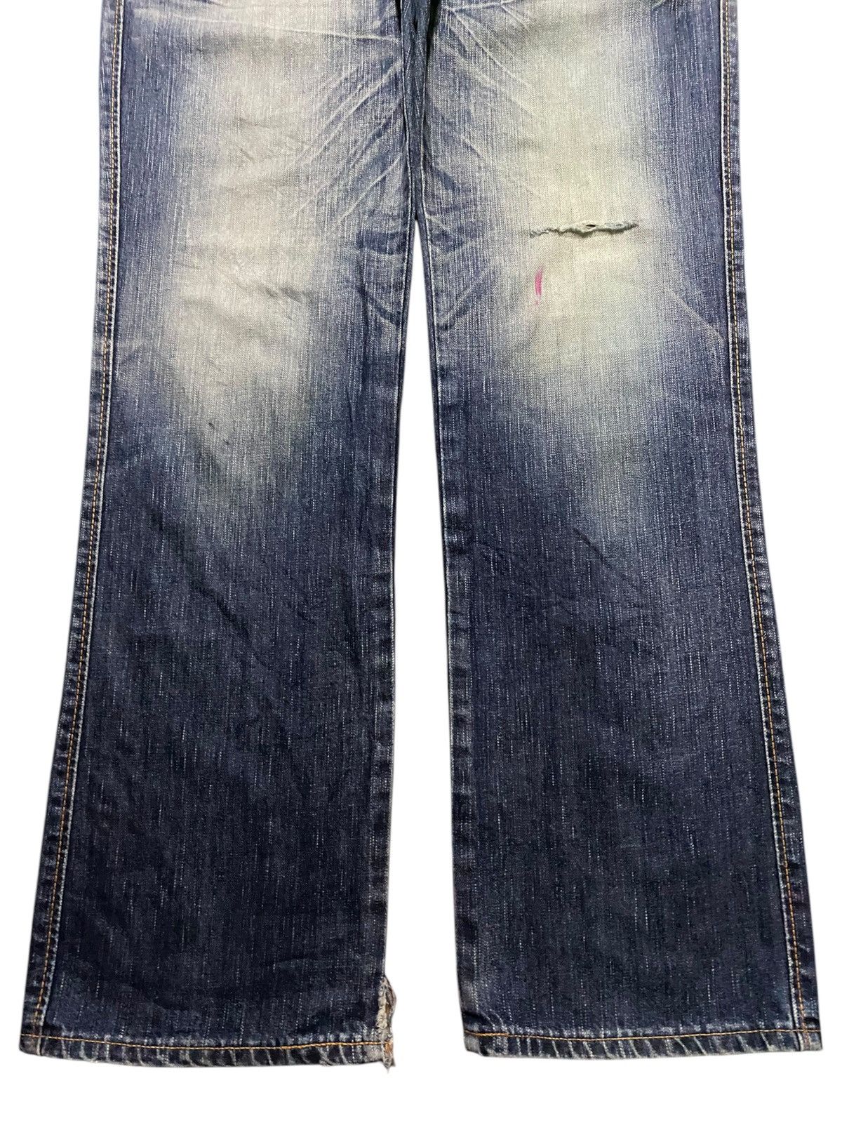 Japanese Brand Vintage Edwin Blue Trip Faded Wash Distressed Baggy Jeans Size US 34 / EU 50 - 5 Thumbnail
