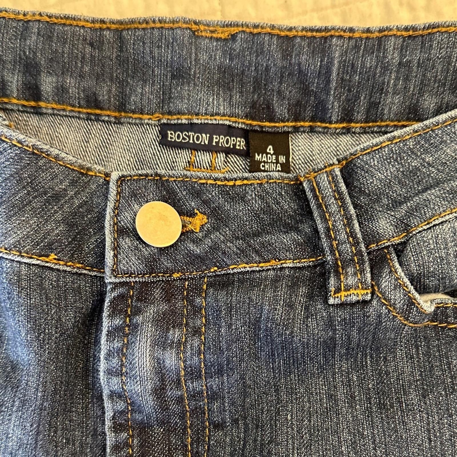 Other Boston Proper 4 Flare Denim Embellished Leg EUC Vintage Y2K Size 27" / US 4 / IT 40 - 3 Thumbnail