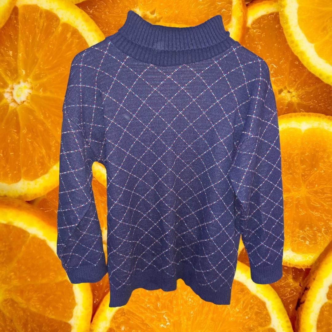 Other Vintage Keneth Too Blue Diamond Shaped Long Sleeve Turtlenec Size US M / EU 48-50 / 2 - 1 Thumbnail