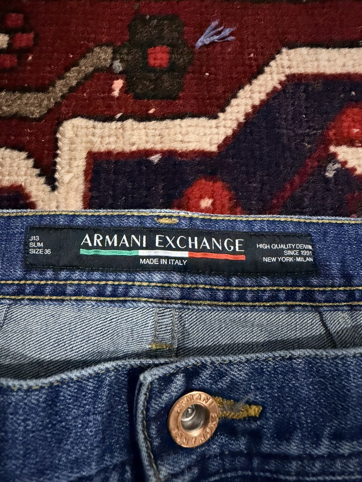 Armani Exchange Armani Exchange J13 Slim Fit Repaired indigo denim Size US 39 - 3 Thumbnail