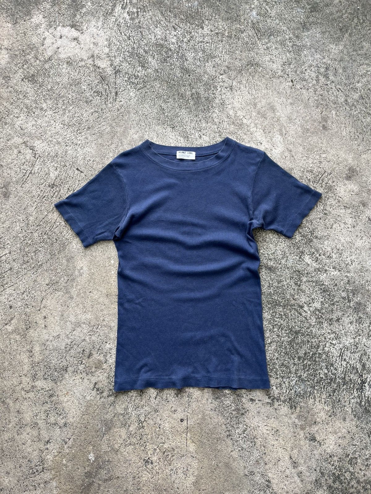 Helmut Lang Vintage Helmut Lang // Navy Short Sleeve Tees Size US S / EU 44-46 / 1 - 1 Thumbnail