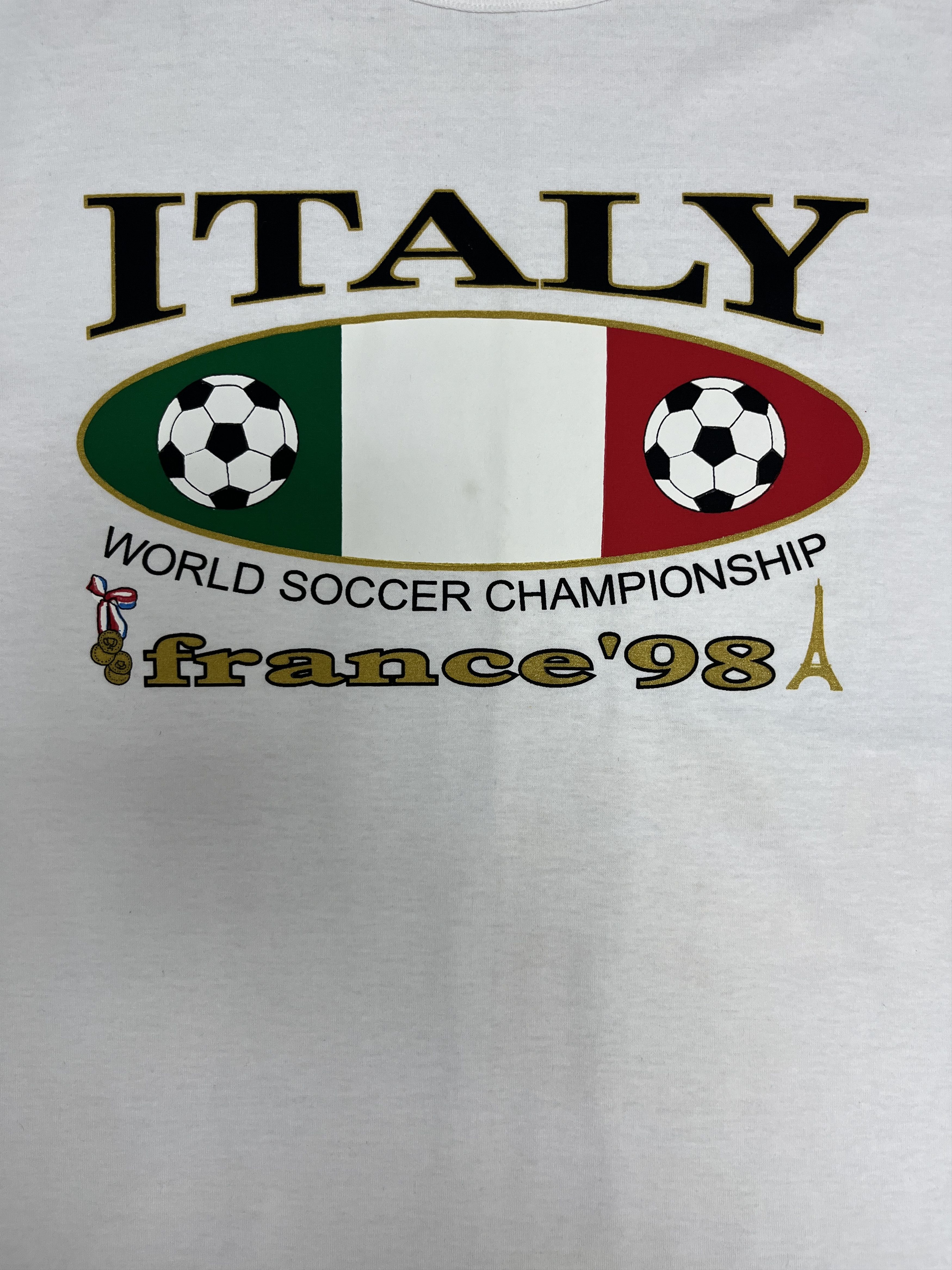 Vintage Italy World Soccer Championship '98 Vintage White T-Shirt Size US XXL / EU 58 / 5 - 2 Thumbnail