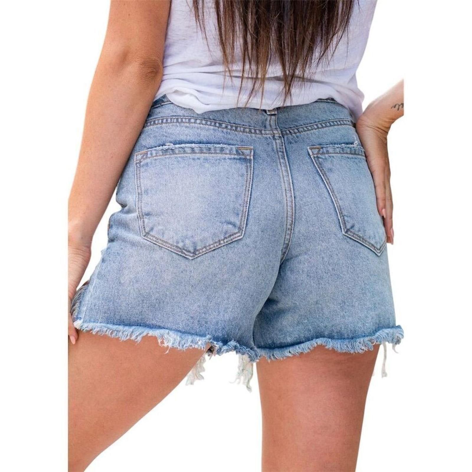 Kancan USA Kancan Women's Denim Cut-Off Shorts Blue Size L rainbow Size 36" / US 14 / IT 50 - 4 Thumbnail