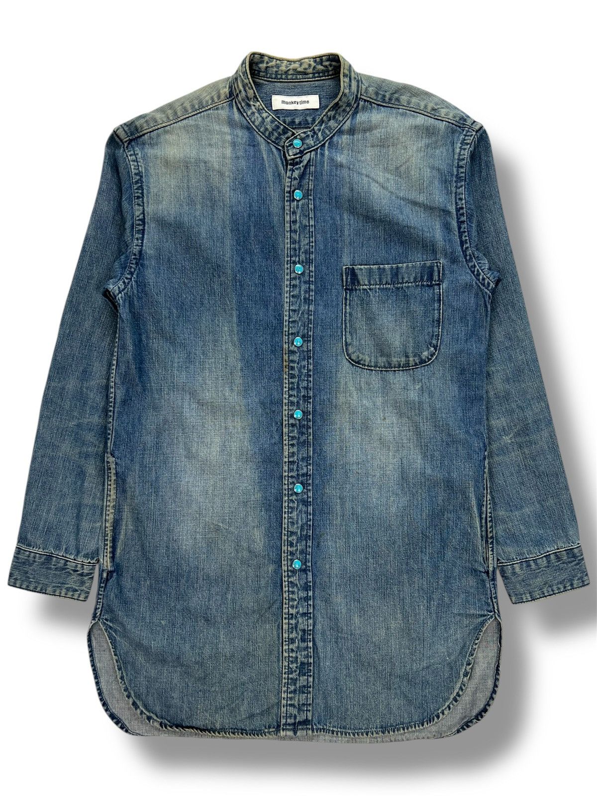 monkey time Monkey Time Dirty Distressed Denim Shirt Size US XS / EU 42 / 0 - 1 Thumbnail