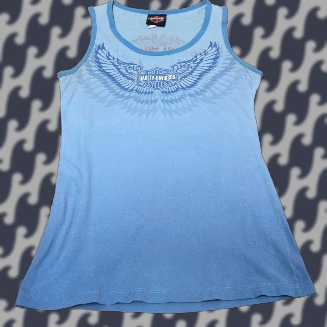 Harley Davidson Harley-Davidson Tank Top Womens Large Blue Tucson Arizona Biker Wings Graphic Size L / US 10 / IT 46 - 1 Thumbnail
