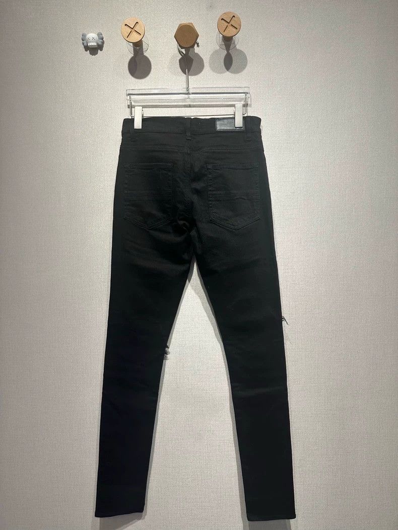 Other Amiri Red Cashew Flower Patch Leather Black Jeans Size US 31 - 2 Thumbnail