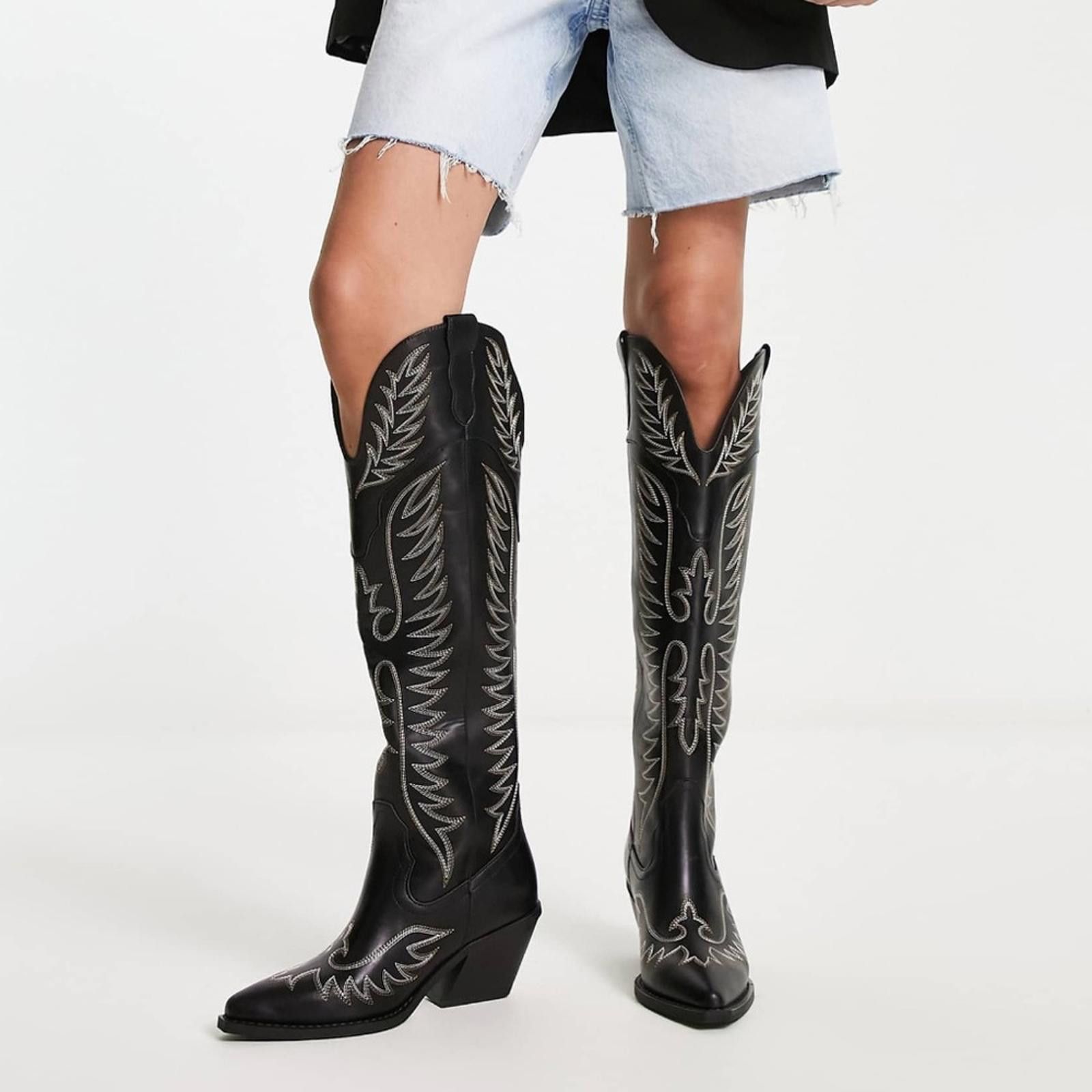 Asos ASOS DESIGN / Chester contrast stitch western knee boot Size US 6 / IT 36 - 2 Thumbnail