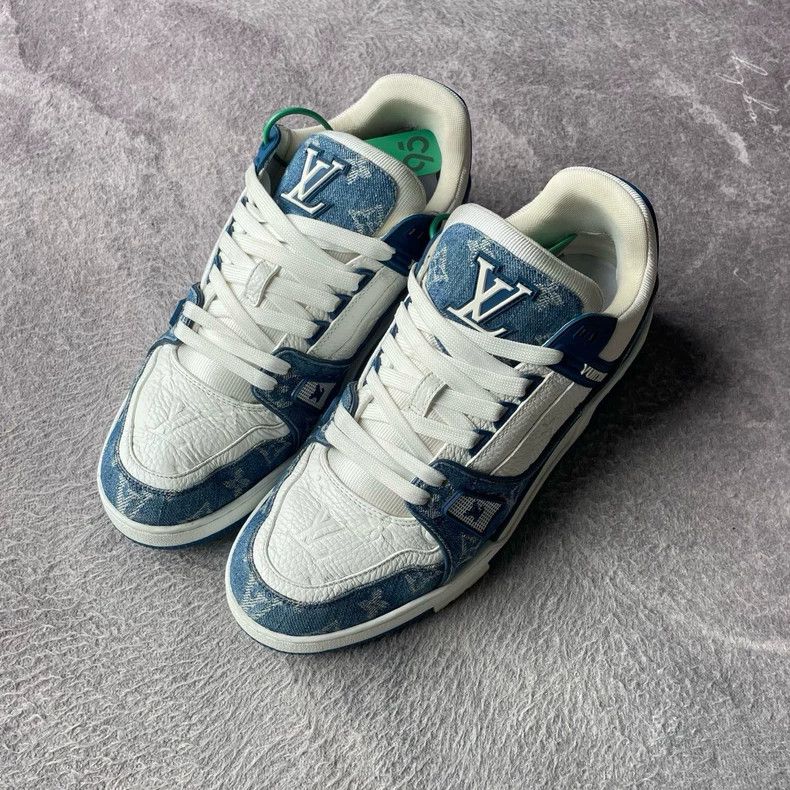 Louis Vuitton LV Trainer Denim White Blue Sneakers - dmc Size US 10.5 / EU 43-44 - 1 Thumbnail