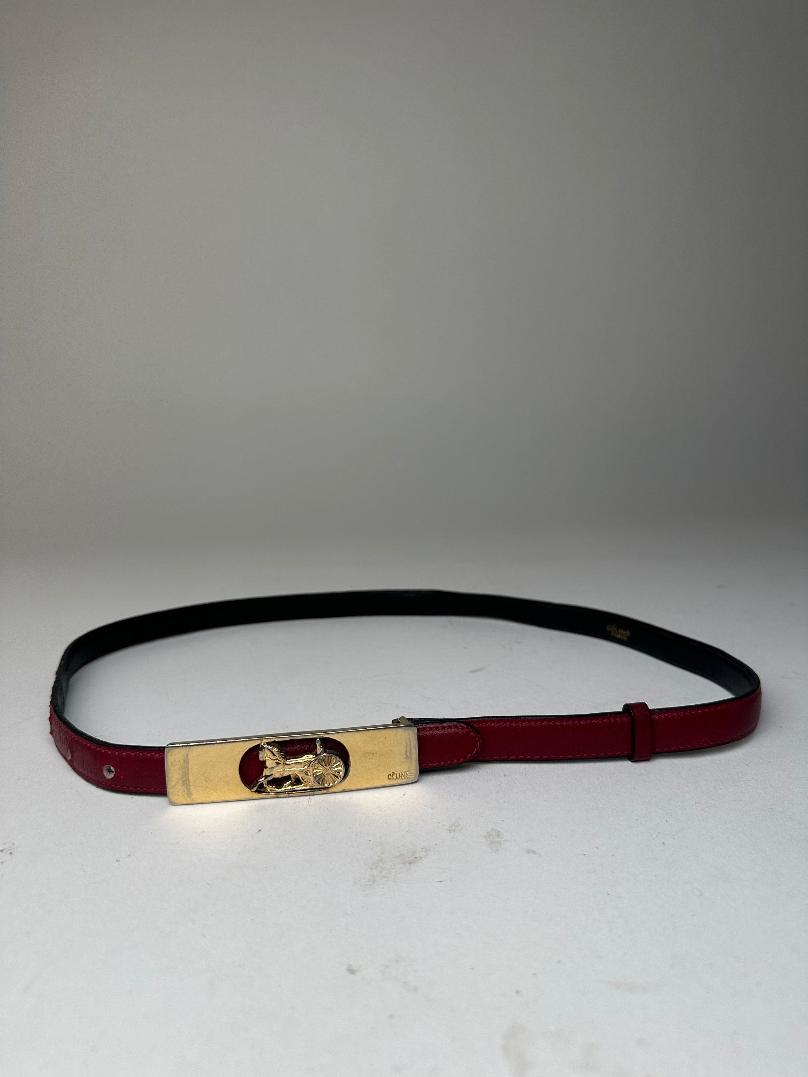 Celine Vintage Leather Belt Burgundy Size ONE SIZE - 1 Thumbnail