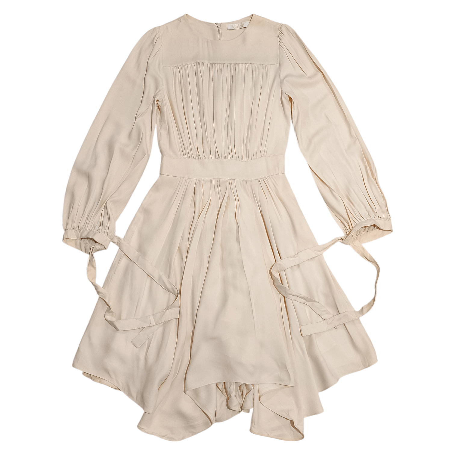 Chloe Chloé 18S Pleated Asymmetric Cady Mini Dress in Milk Size S / US 4 / IT 40 - 1 Thumbnail