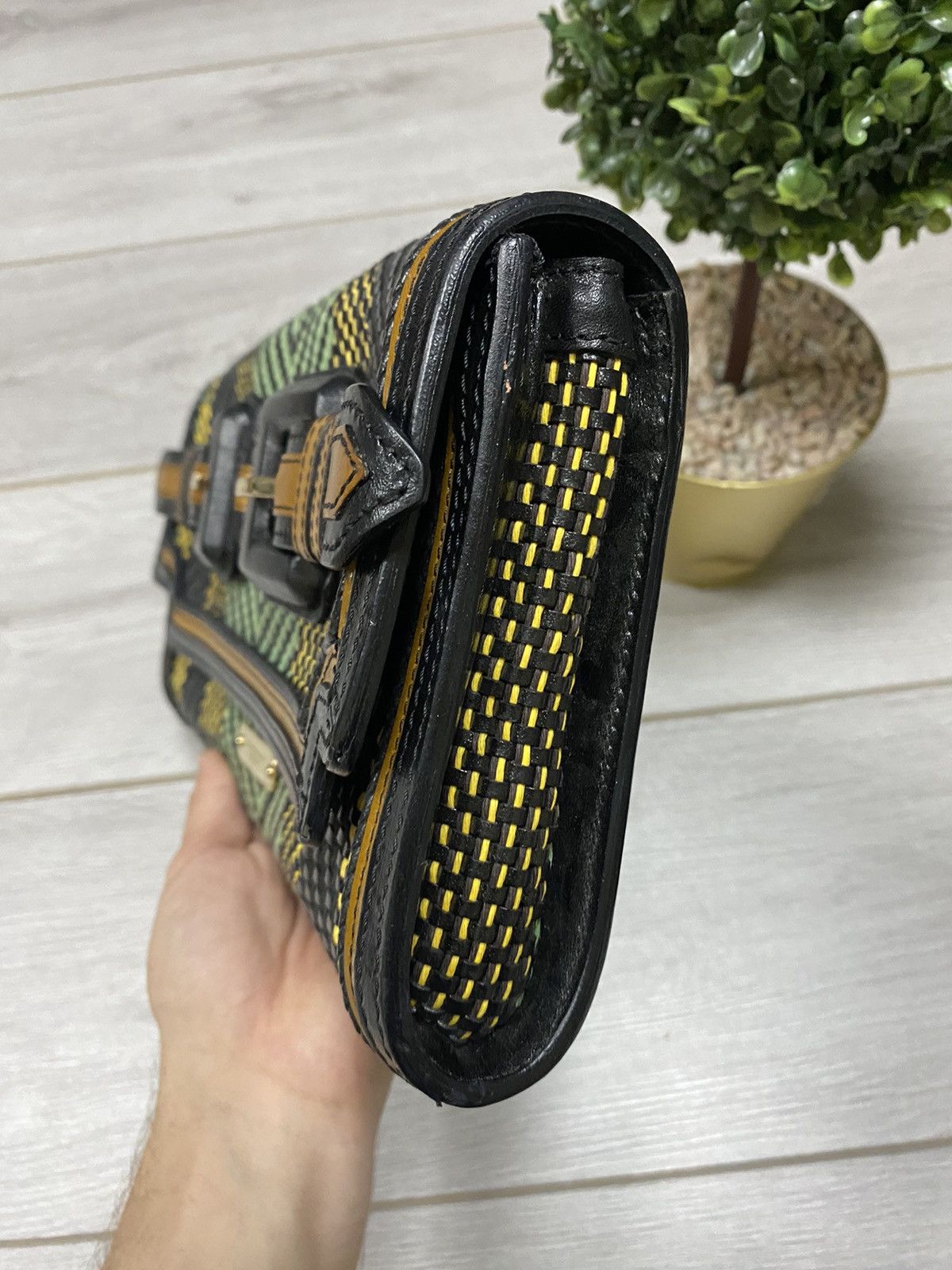 Burberry Prorsum Burberry buffalo leather woven raffia flap clutch Size ONE SIZE - 9 Thumbnail