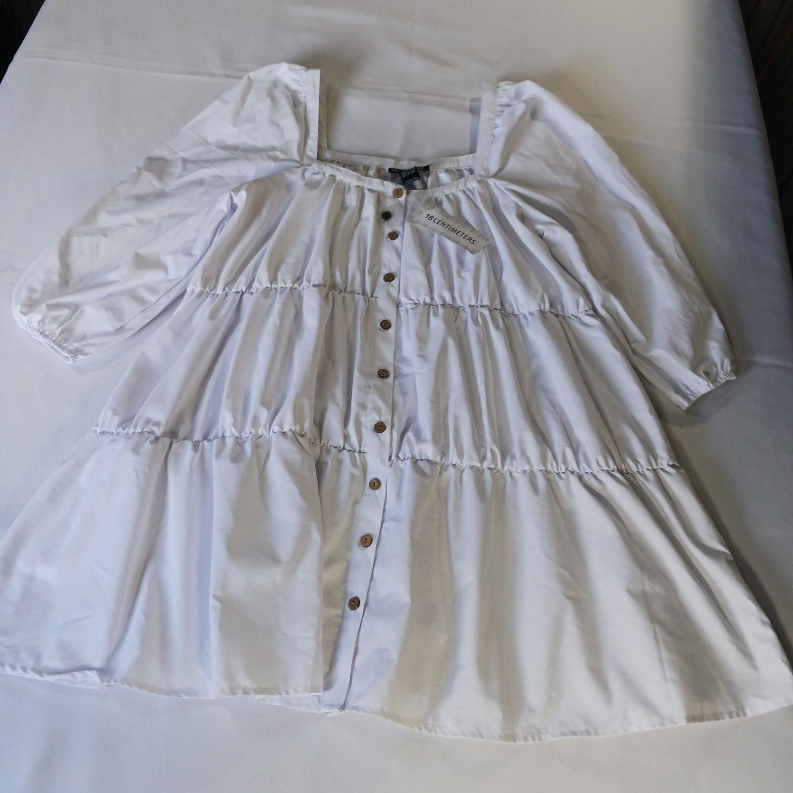Other 18 Centimeters Women L White Button Front Square Neck Dress Size L / US 10 / IT 46 - 10 Thumbnail