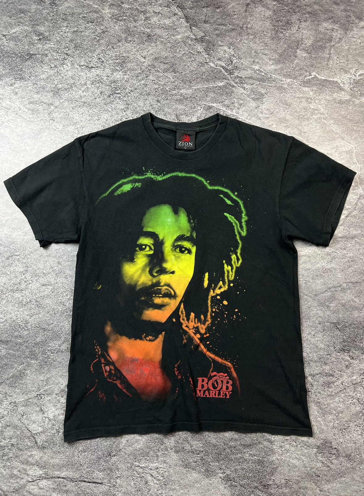 T-shirt Vintage Zion Bob Marley - Taille 1X - Rouge - Années 2000 - Occasion Bon état