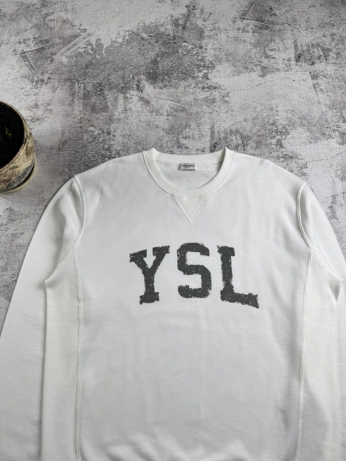 Saint Laurent Paris SAINT LAURENT Paris 2021 YSL Logo Cotton White Crew Sweatshirt Pullover Hoodie Size US L / EU 52-54 / 3 - 5 Thumbnail