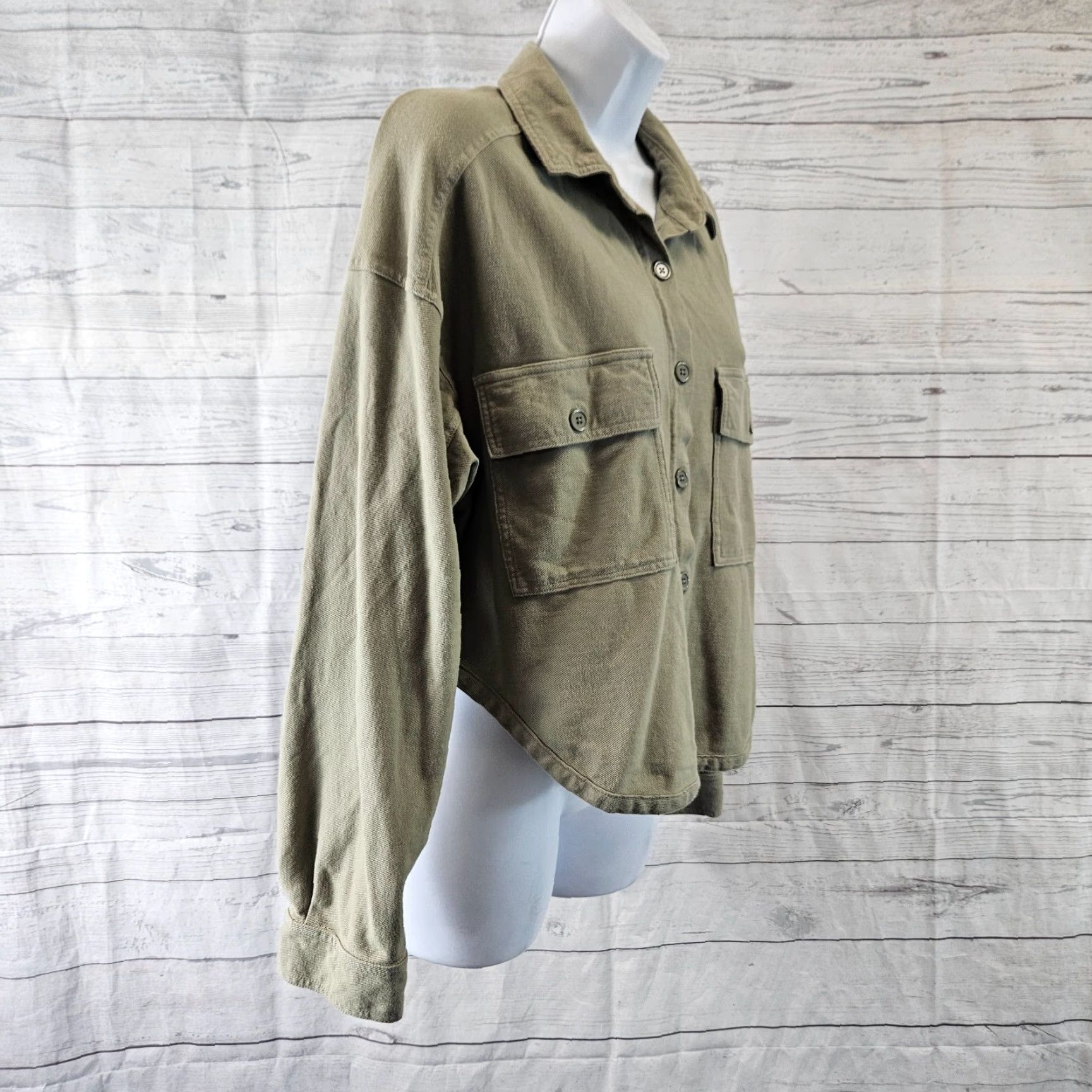 Vintage bobi Los Angeles Womens Button Front Shirt Sz Medium Green Long Sleeve Cotton Size M / US 6-8 / IT 42-44 - 3 Thumbnail