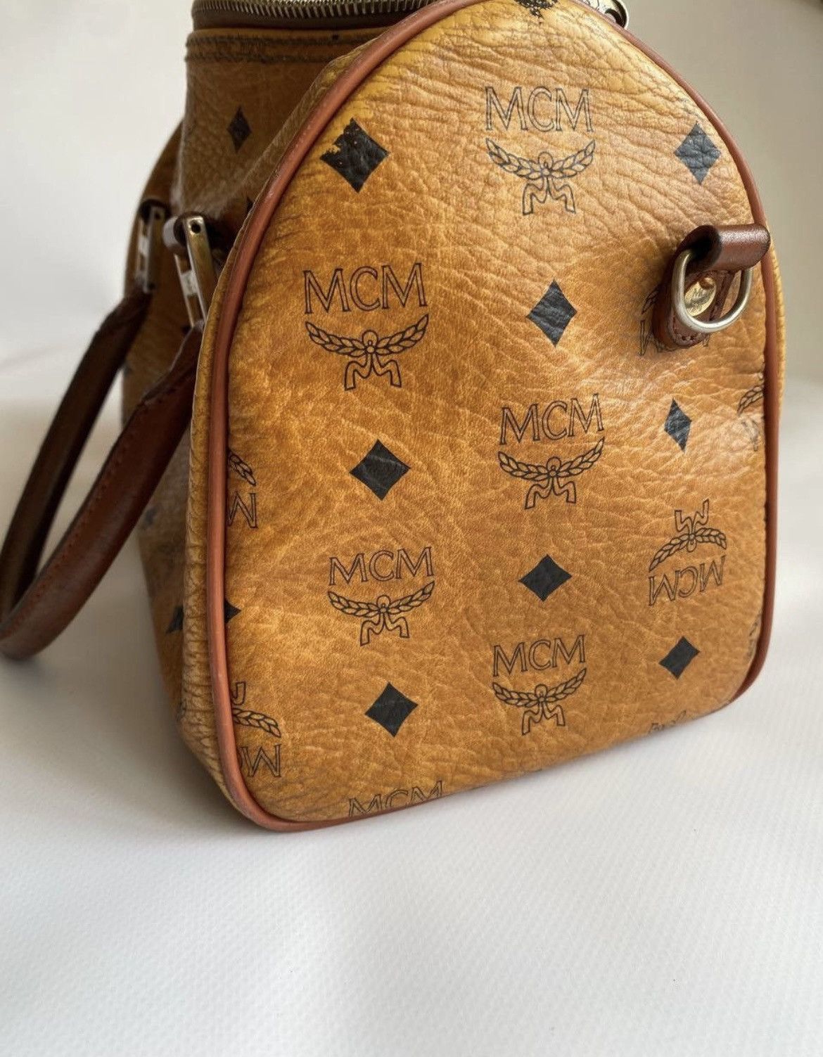 MCM MCM Boston Bag Ladies Cognac PVC Leather Visetos Brown Size ONE SIZE - 3 Thumbnail
