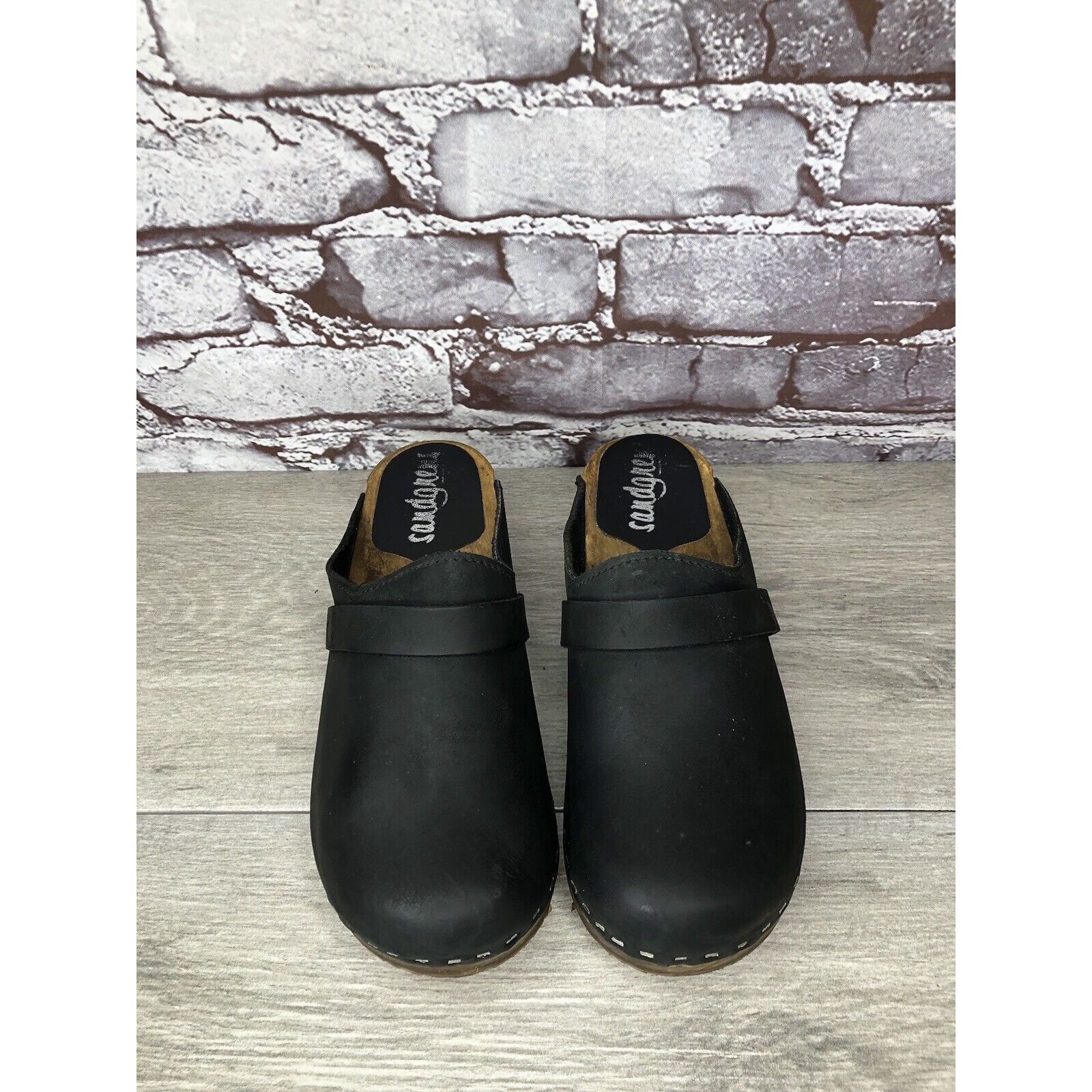 Other Sandgrens Handmade Swedish Black Nubuck Leather Wood Clogs W Size US 6 / IT 36 - 16 Thumbnail