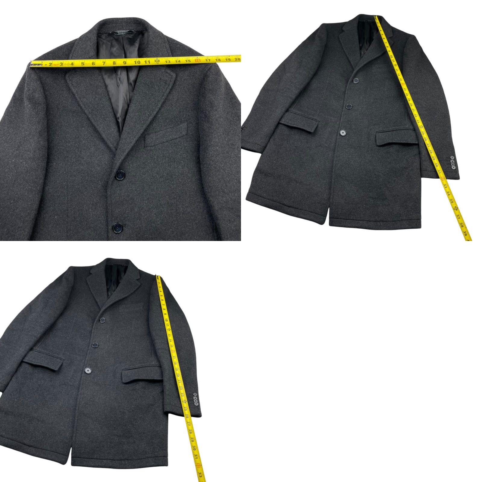 Saks Fifth Avenue Saks Fifth Avenue Men’s Overcoat Coat Wool Blend Charcoal Gray Large Trim Fit Lined Button Pockets Casual 3-Button Size US L / EU 52-54 / 3 - 8 Thumbnail