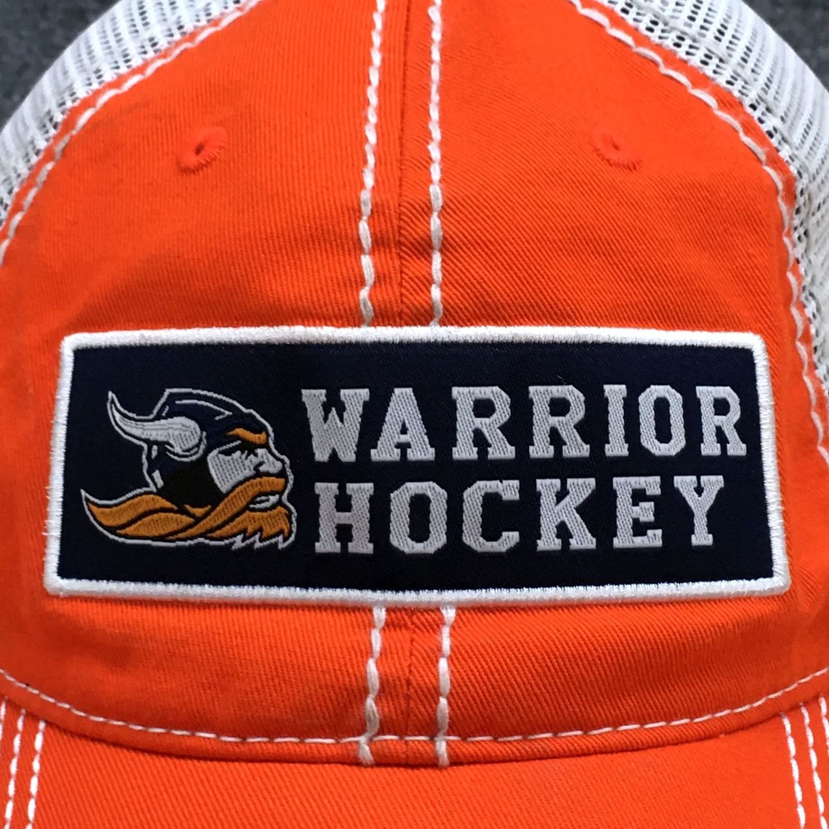 Vintage Warrior Hockey Midland University Trucker Hat Unisex Orange OS Embroidered Logo Size ONE SIZE - 3 Thumbnail