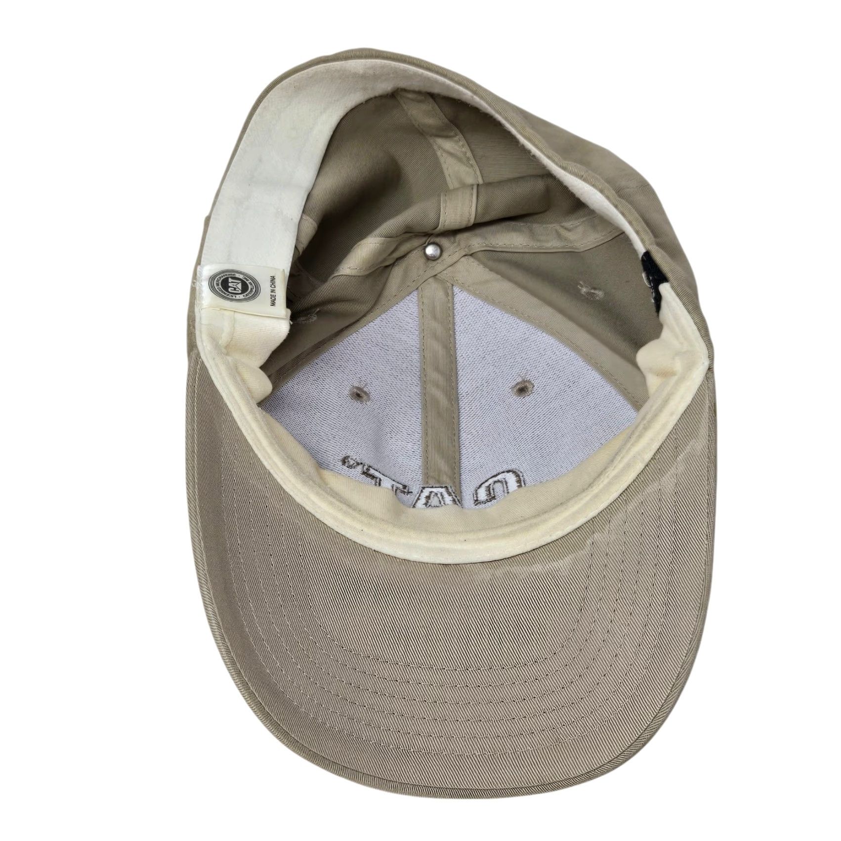 Vintage VINTAGE CAT Caterpillar Baseball Cap Hat Tan Suede Like OSFA Hat Mens Trucker Cap Buckle Adjustment Cat Theme 2000s Size ONE SIZE - 5 Thumbnail