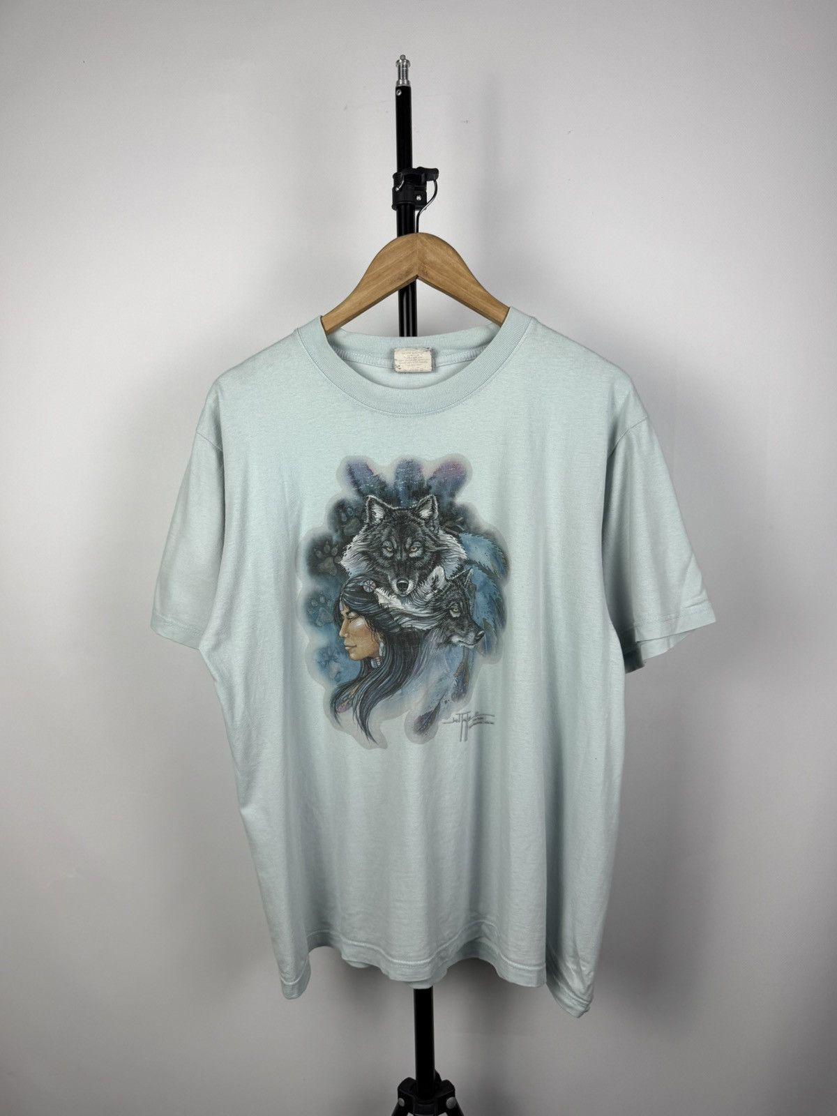 Habitat Vintage 90s USA rare Native Indian Wolf Animal t-shirt Size US L / EU 52-54 / 3 - 1 Thumbnail