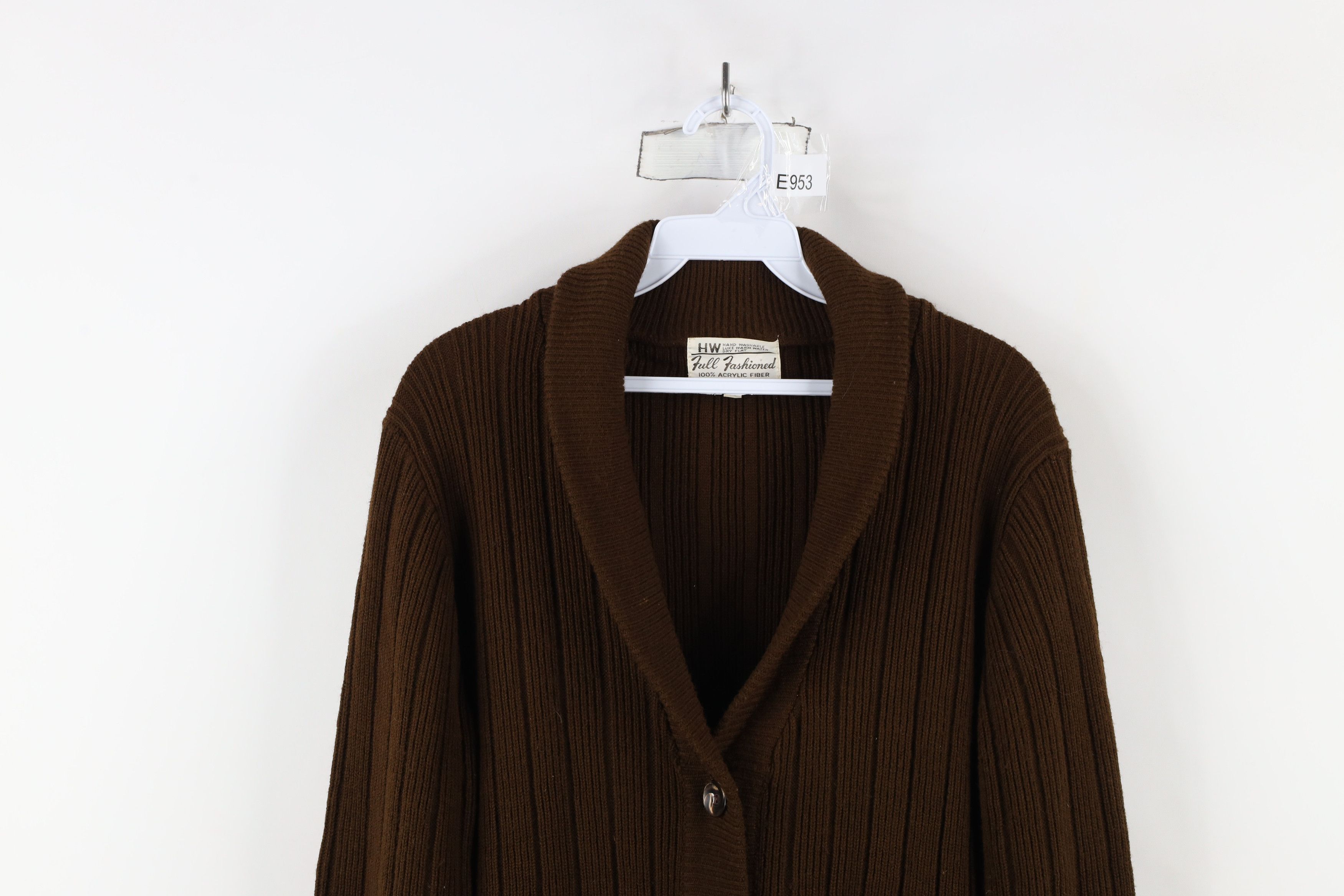 Vintage Vintage 70s Streetwear Ribbed Knit Shawl Cardigan Sweater Size L / US 10 / IT 46 - 2 Thumbnail